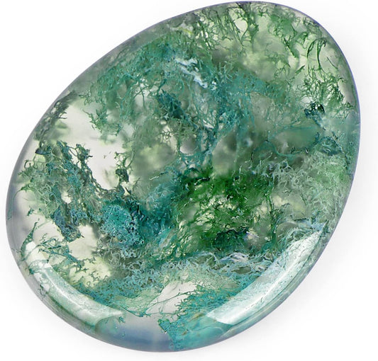 Artistone Moss Agate Crystal Chakra Thumb Worry Stone Teardrop Reiki Healing Stone Pocket Palm Stones for Anxiety Stress Relief Meditation Therapy Geometry Home Decor