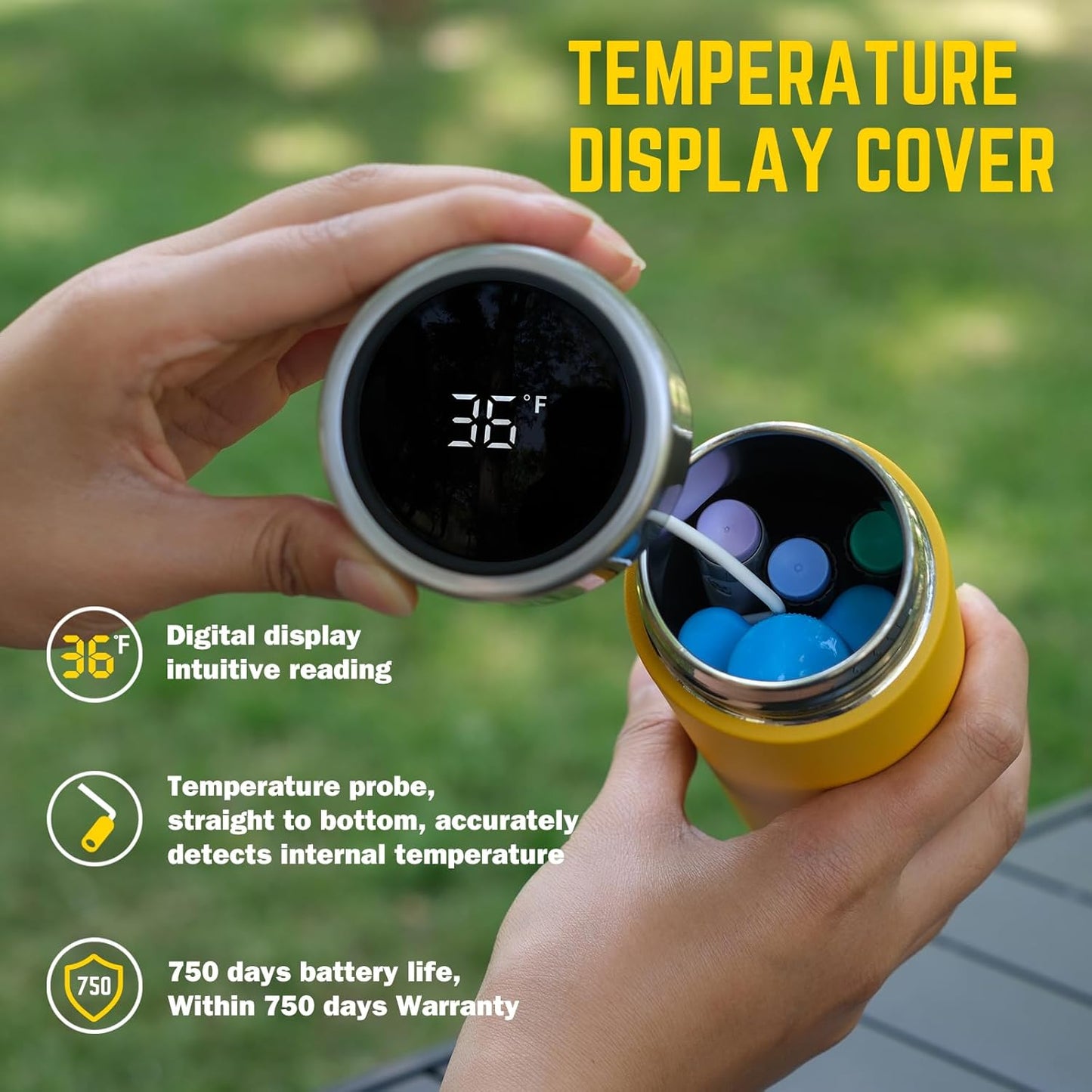 DISONCARE Odyssey 60H Insulin Cooler Travel case Digital Display Medication Cooler for Medicine Travel TSA Approved Ice Pack Diabetic Medical Cooler Diabetes Bag EpiPen with Medical Tag(Yellow）