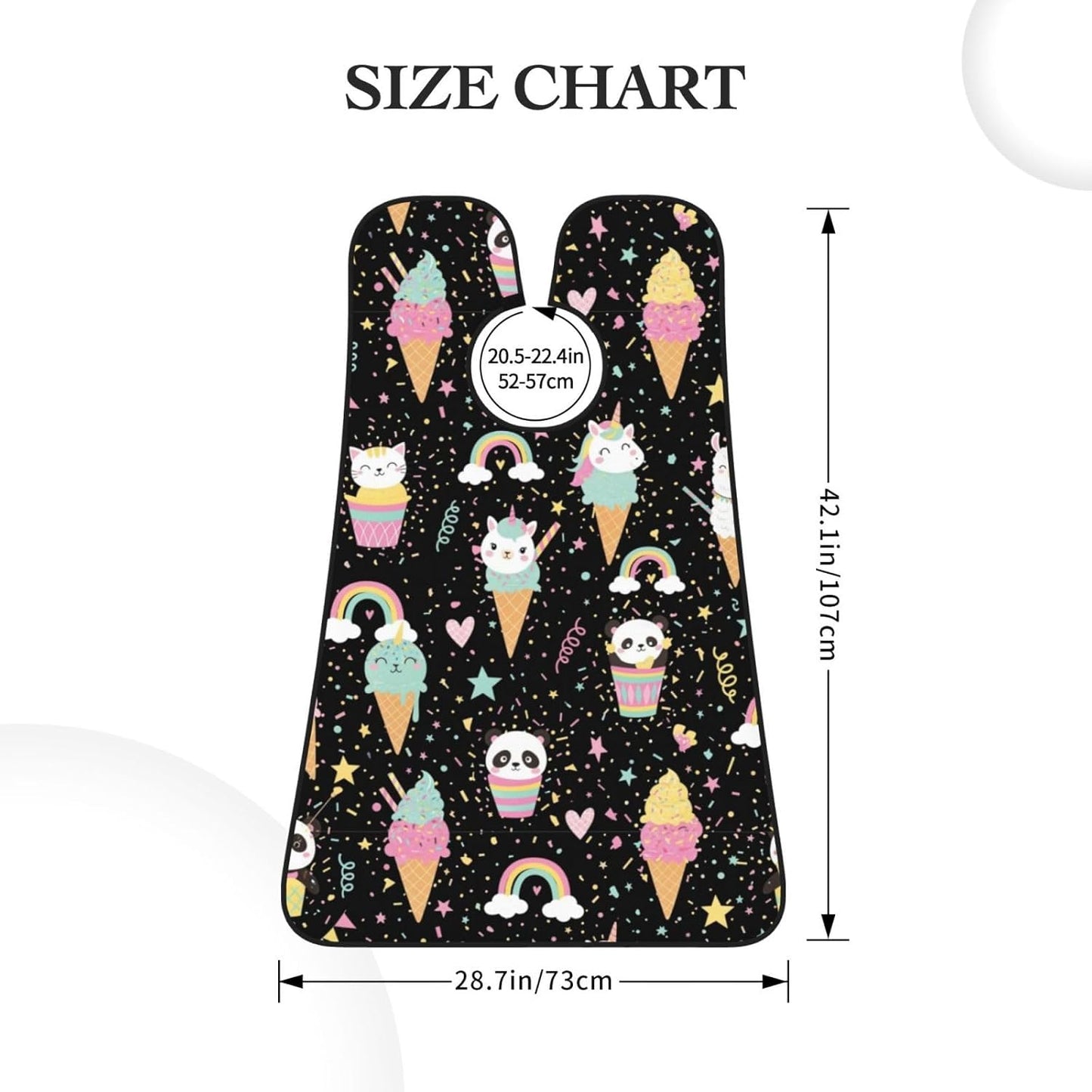 Beard Trimming Hair Catcher, Ice Cream Animals Cat Panda Unicorns Colorful Polka Dots Black Shave Bib, Non-Stick Bib Apron Waterproof, Shaving Tool for Men for Husband Father’s Day