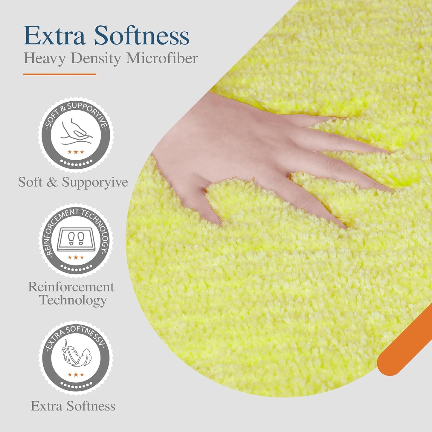 Walensee Large Bathroom Rug (24 x 60, Yellow) Extra Soft and Absorbent Shaggy Bath Rug Machine Washable Microfiber Bath Mat Non Slip Bath Mat, Luxury Bathroom Floor Mats