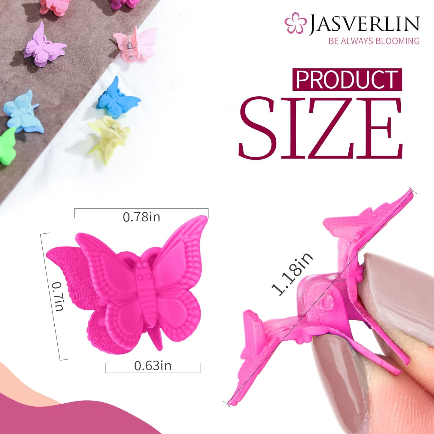 Butterfly Hair Clips, Assorted Color Plastic Mini Cute Hair Clip for 90s Girls Women Kids Butterflies Y2K Festival Accessories 50pcs 10 Colors with Organizer (Solid)