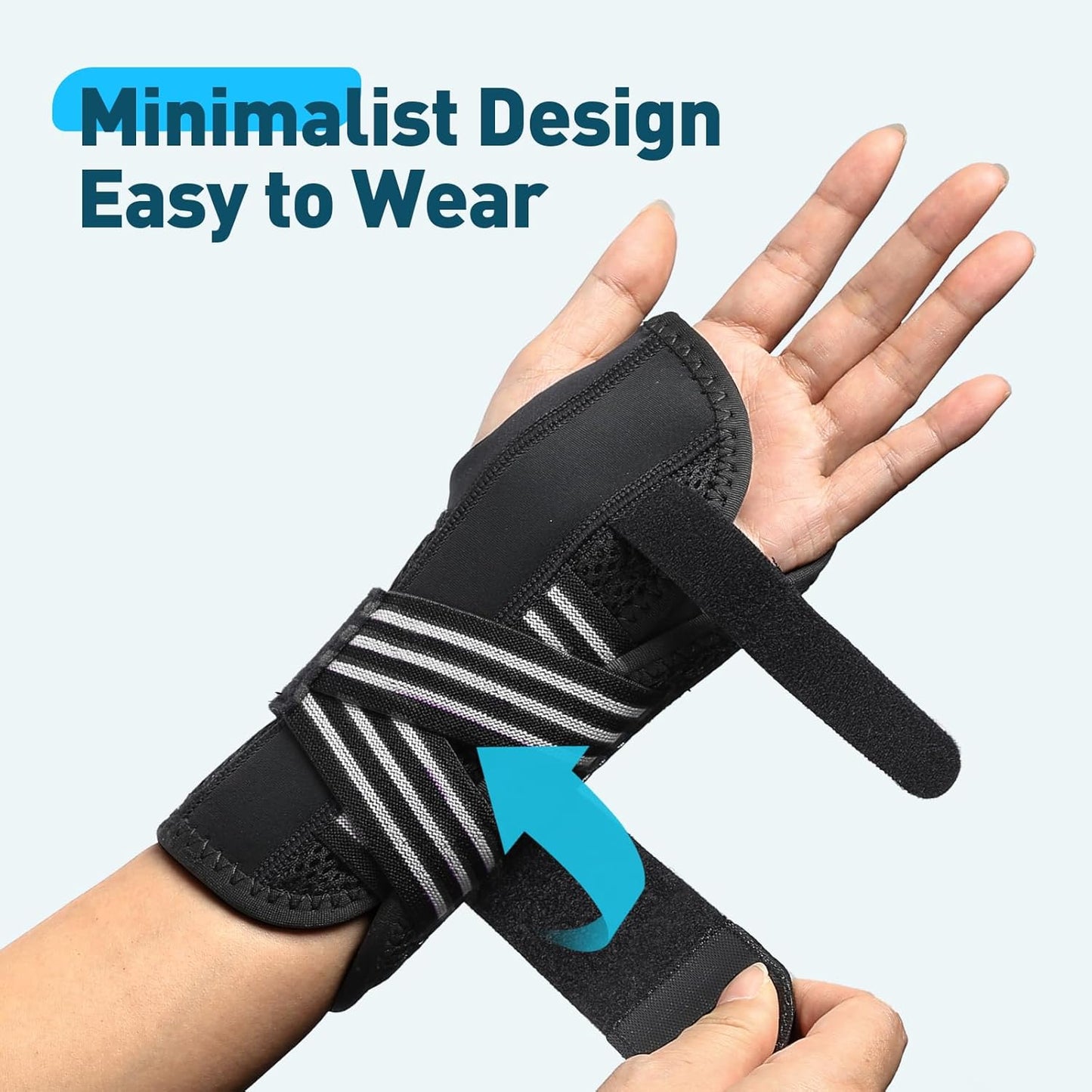 AGPTEK Carpal Tunnel Wrist Brace for Men Women, Night Sleeping Wrist Support with 2 Splints, Pain Relief Hand Brace for Arthritis Sprains Tendonitis, Adjustable Wrist Splint for Right Hand (S/M, Black & White )