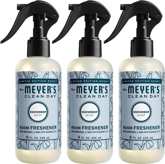 MRS. MEYER'S CLEAN DAY Room and Air Freshener Spray, Non-Aerosol Spray Bottle Infused with Essential Oils, Limited Edition Snowdrop, 8 fl. oz - Pack of 3