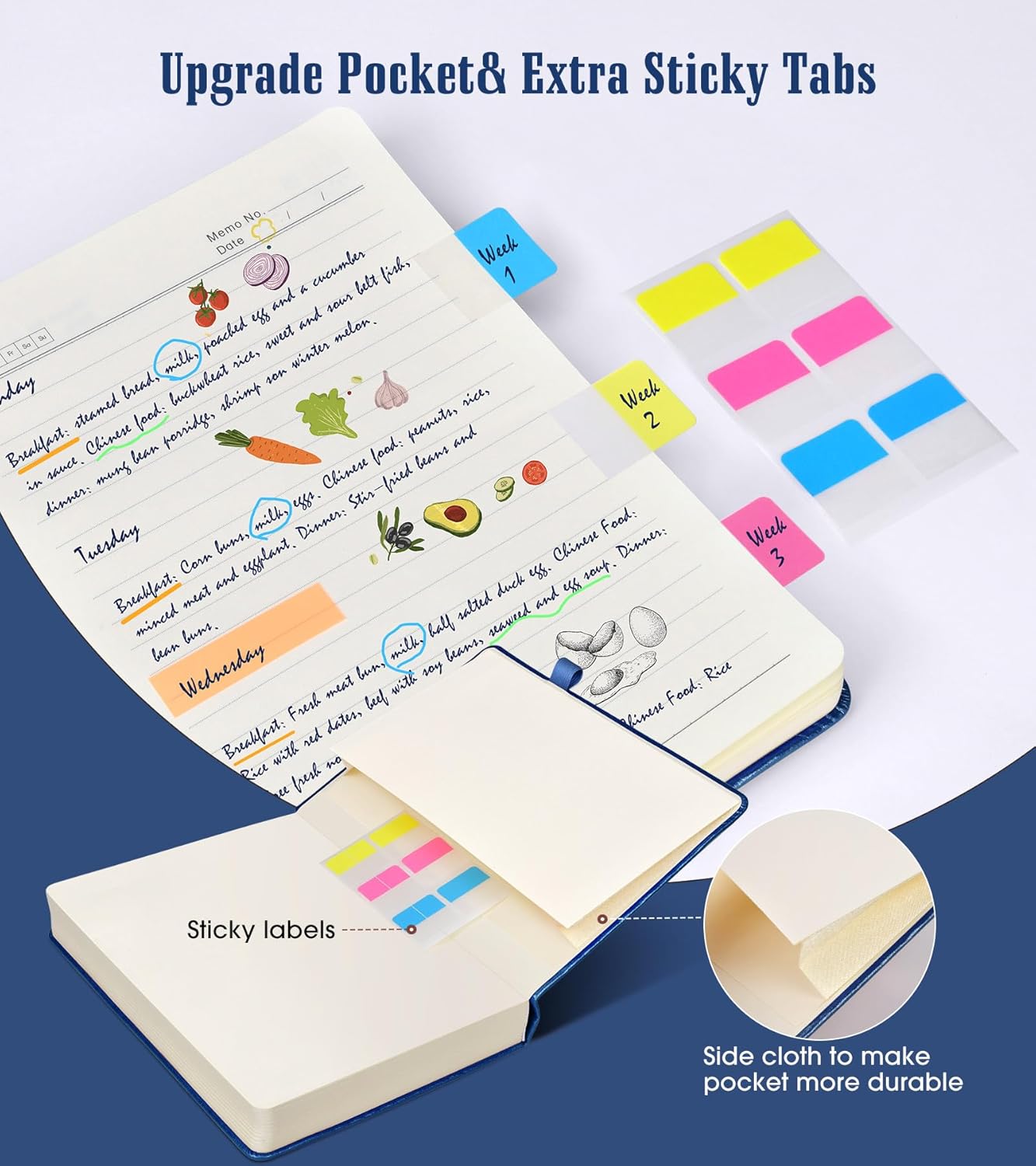 Lined Journal Notebook, 365 Pages B5 Large Journals for Writing Ruled Notebook, Hardcover Leather Journal for Women Men, Daily Notebook for Work, Note Taking, 100Gsm Thick Paper (7.6'' X 10''Darkblue)