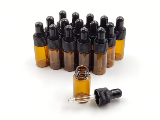 15Packs 4ml Tiny Amber Glass Mini Dropper Bottles for Essential Oils, Cosmetics, and Liquid Small Empty Travel Sample Vials with Dropper and Black Caps