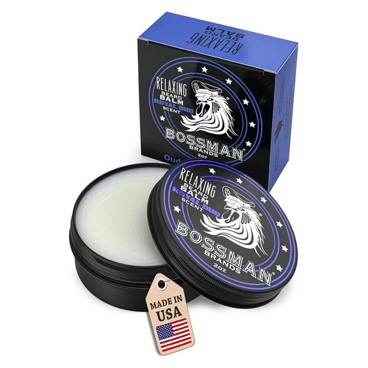 Bossman Relaxing Beard Balm for Men (Royal Oud Scent) – Tames, Relaxes, Thickens & Softens for Ultimate Beard Care – Made in USA
