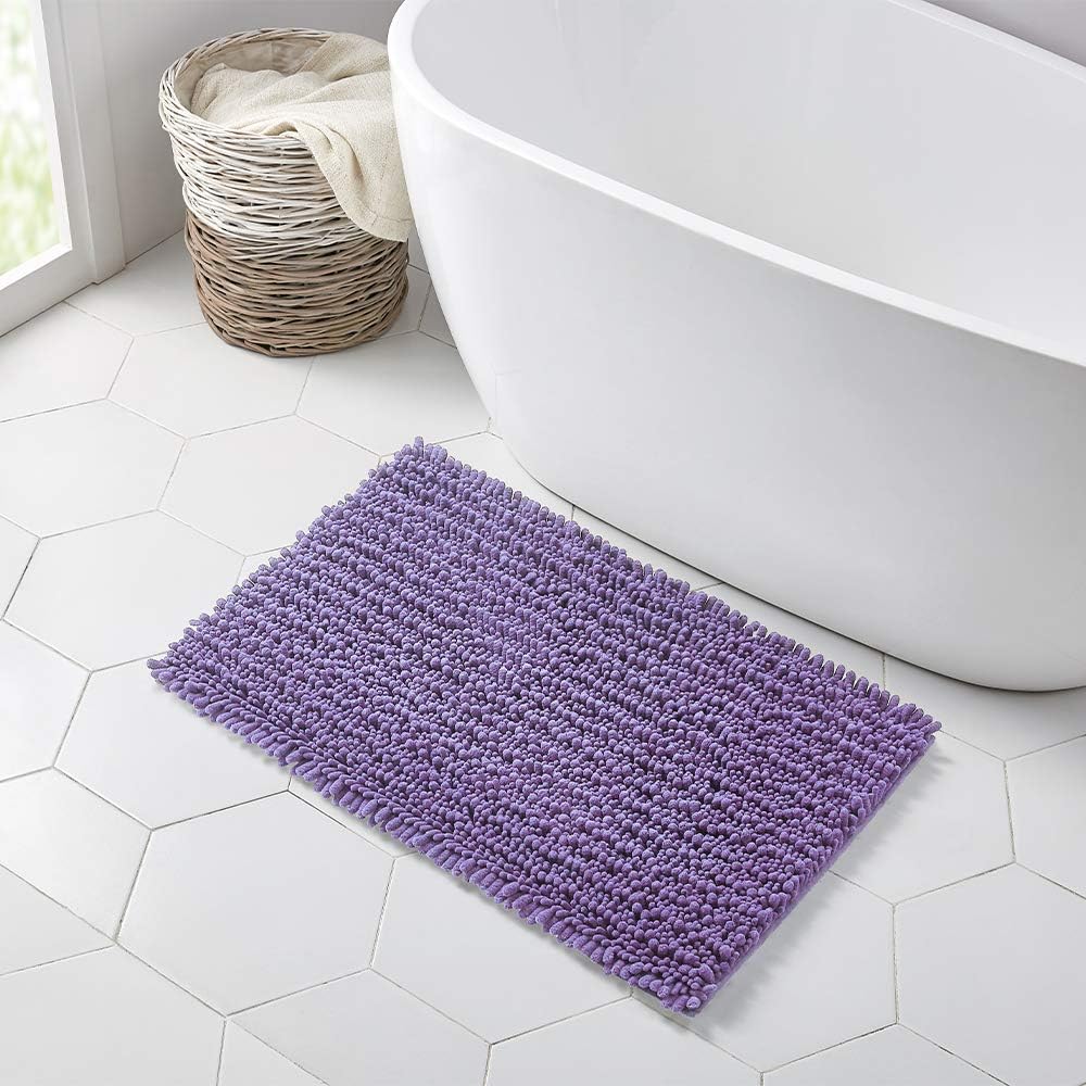 Walensee Bathroom Rug Non Slip Bath Mat (36x24 Inch Lavender) Water Absorbent Super Soft Shaggy Chenille Machine Washable Dry Extra Thick Perfect Absorbant Best Large Plush Carpet for Shower Floor
