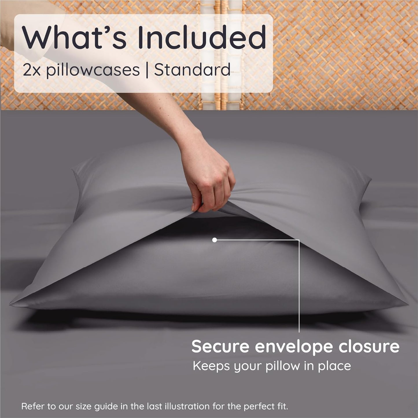 Bambaw 100% Viscose Derived from Bamboo Pillowcases Standard Size – Set of 2 Cooling Pillow Case with Envelope Closure, Breathable & Soft Pillow Cases Standard Size, Anti Acne Pillow Case (Dark Gray)