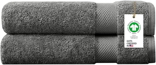 Delara 100% Organic Cotton Towels 650 GSM Plush Feather Touch Quick Dry Bath Sheet, Pack of 2 GOTS Certified, Oeko-Tex Green Certified, Organic Cotton Bath Sheet, 36"X70"