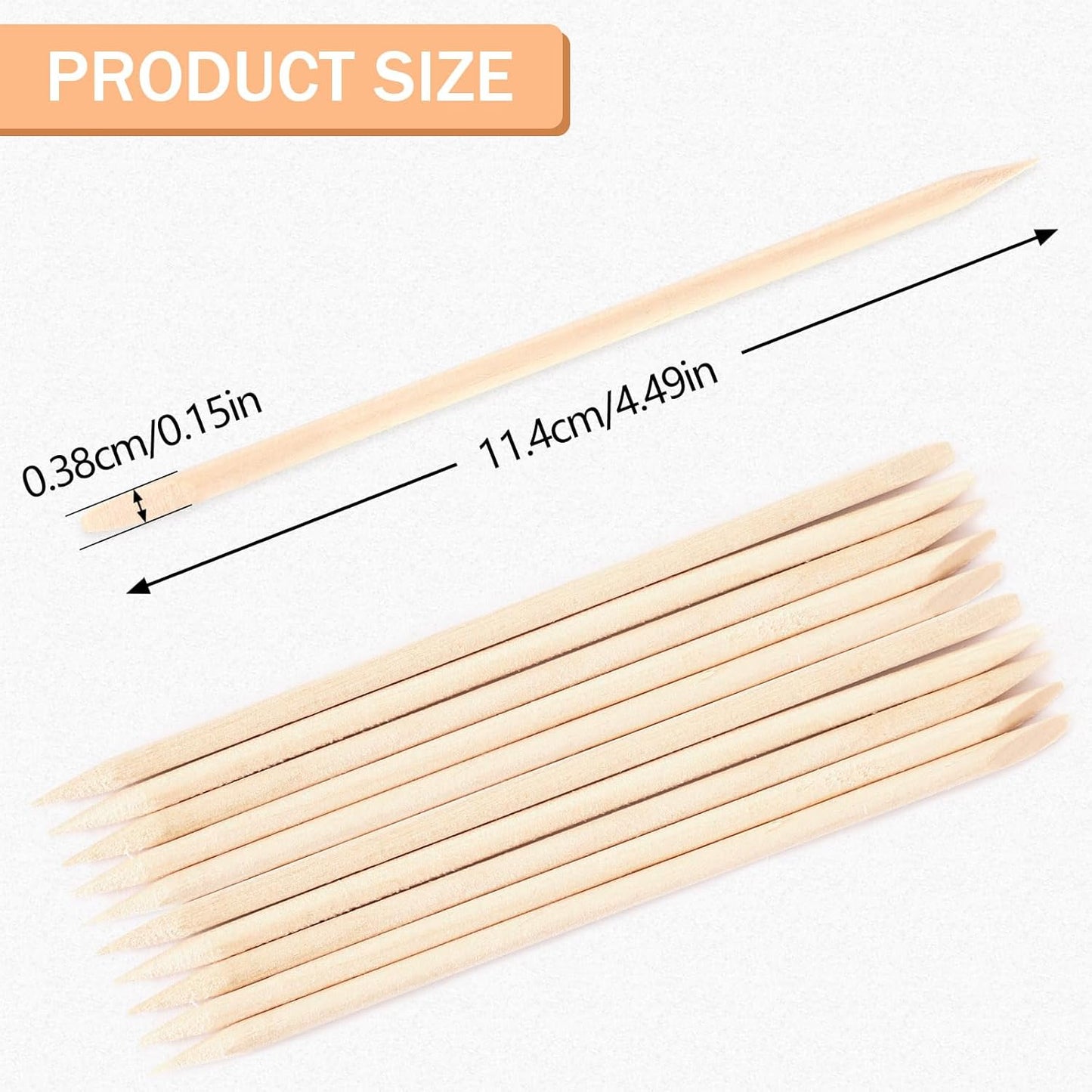 JANYUN Hair Removal 200 Pcs Eyebrow Wax Sticks, Wooden Waxing Spatulas for Small Detailed Areas, Orange Wood Nail Sticks