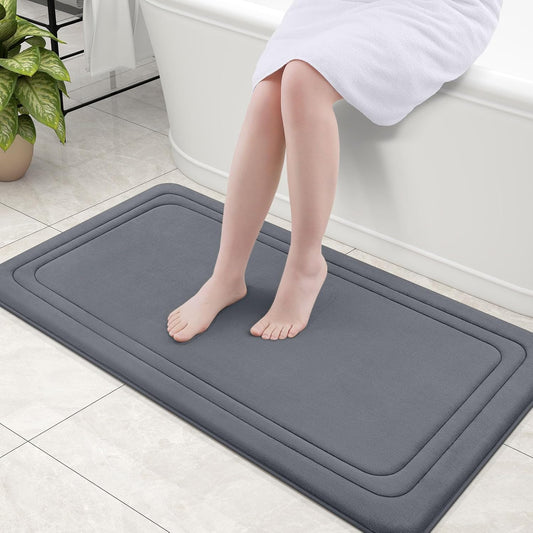 Grandaily Memory Foam Bath Mat Rug 44x24, Ultra Soft, Non-Slip and Absorbent Bathroom Rugs, Machine Wash Dry, Comfortable Bath Carpet for Bathroom Floor, Tub and Shower, Dark Grey