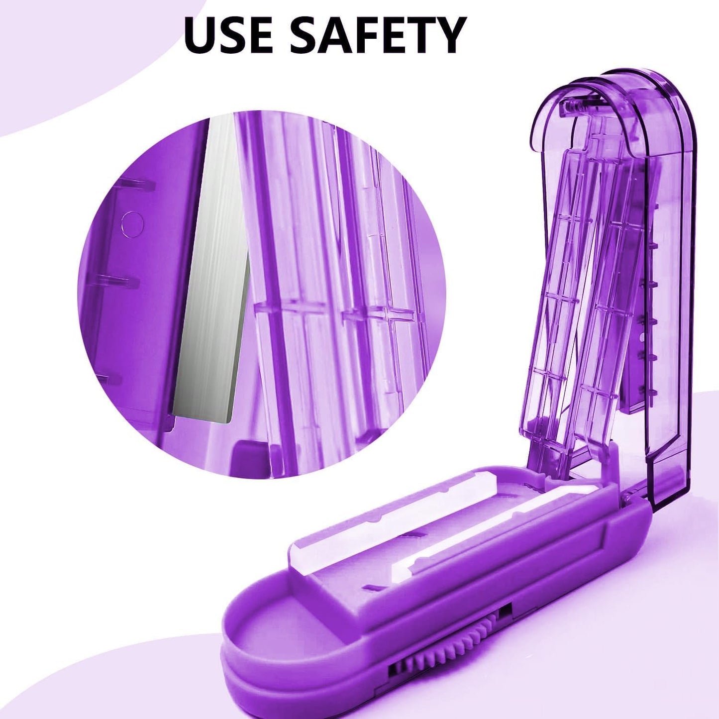 JohnBee Pill Cutter Splitter for Small and Tiny Pills. Adjustable Pill Splitter Accurately Cuts Multiple Pills at Once. Sharp Blade with Safety Guard. Non-Slip Silicone Edge (Dark Purple)