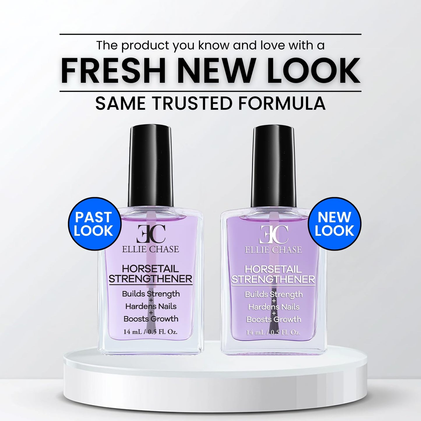 Ellie Chase Horsetail Nail Strengthener, Growth, Hardener, Repair Treatment Polish 0.5 OZ/Help Splits, Breaks, Thin, Weak, Chipped, Damaged, Cracked, Peeling Nails/Grow Strong Hard Thicker Nails