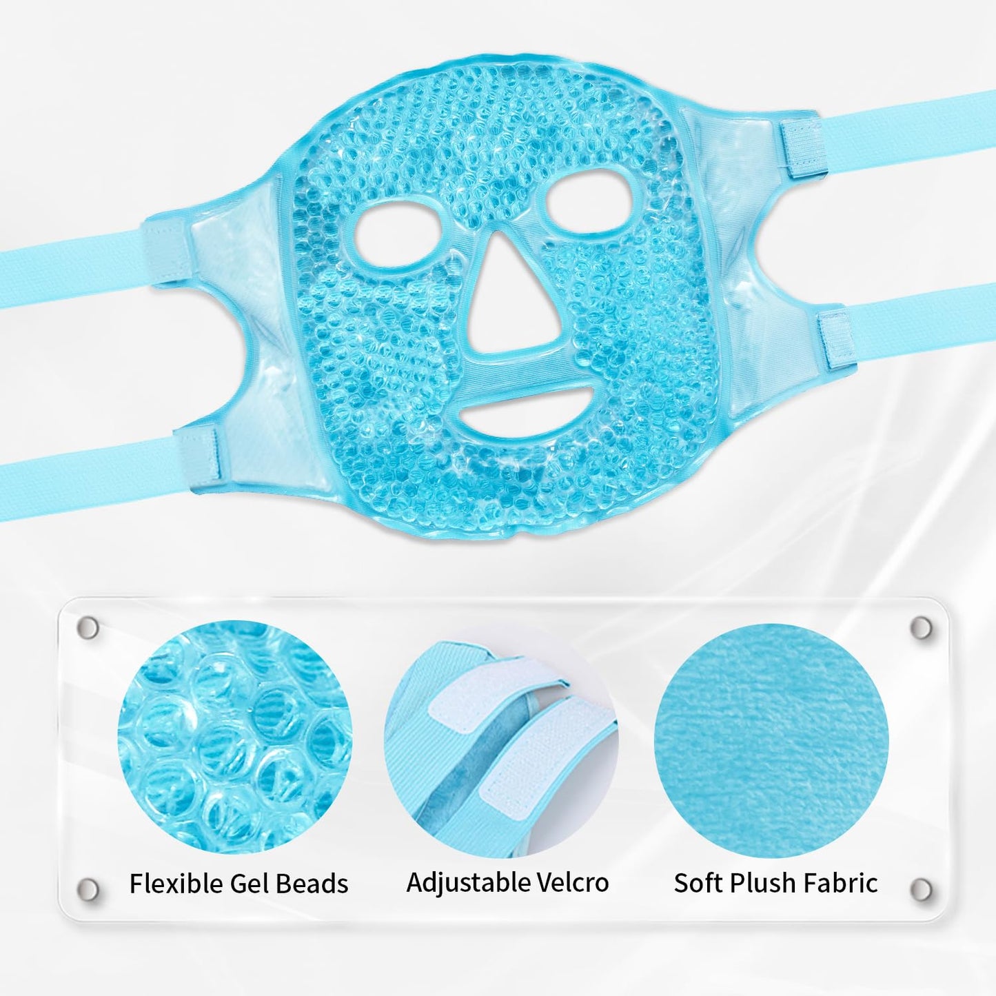 Ice Face Mask and Silicone Cover Set, Cooling Face Mask for Pain Relief, Migraine & Wisdom Tooth Surgery Reusable, Hot and Cold Ice Mask for Women Puffiness Swelling Beauty Spa