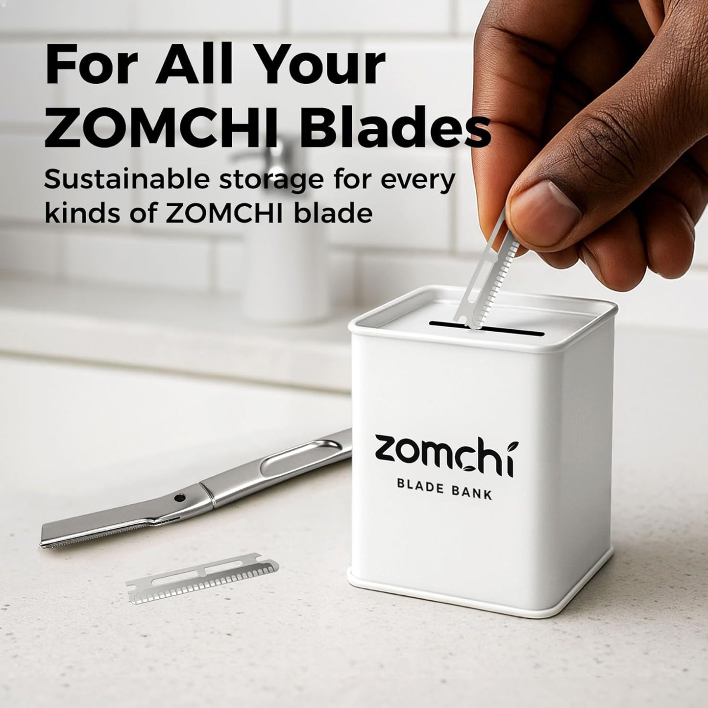 ZOMCHI Razor Blade Bank for Safety Razor Blade Storage, White