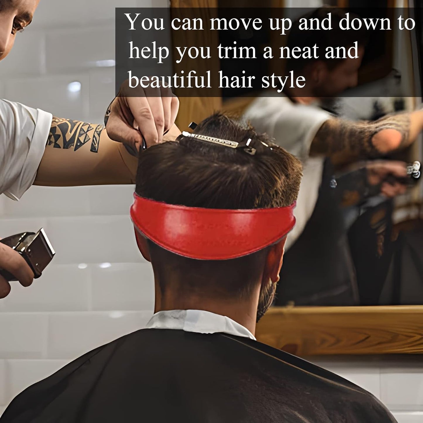 Neckline Shaving Template and Hair Trimming Guide, High-Grade Curved Silicone Headband for DIY Home Hair Trimming and Cutting,Home Haircuts Fade and Taper Guide for Clippers-(Red 1)