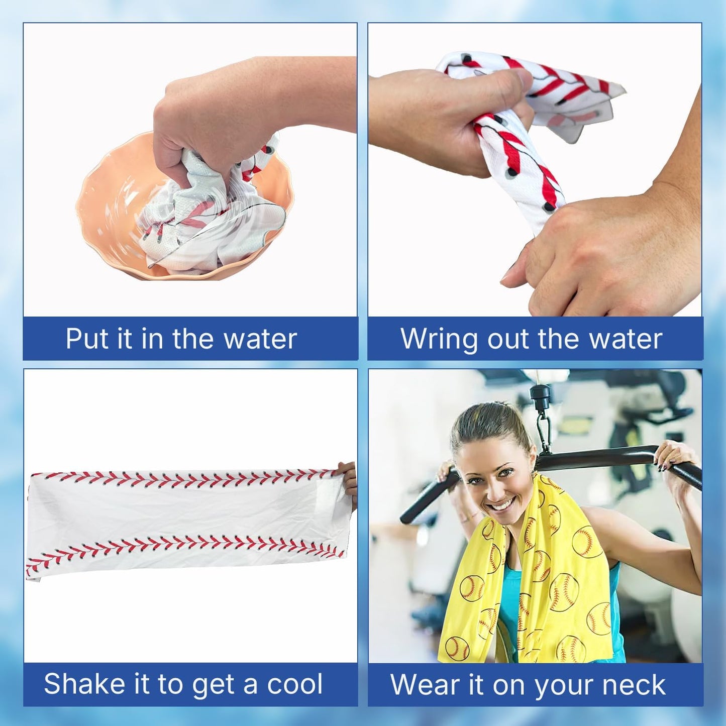 OPSO Softball Cooling Towel Set, 40 x 12 inches, 12 Pack, Microfiber Sports Towels for Baseball, Soccer, Golf LCE Towel Microfiber Sports Towels for Player (Softball 5)