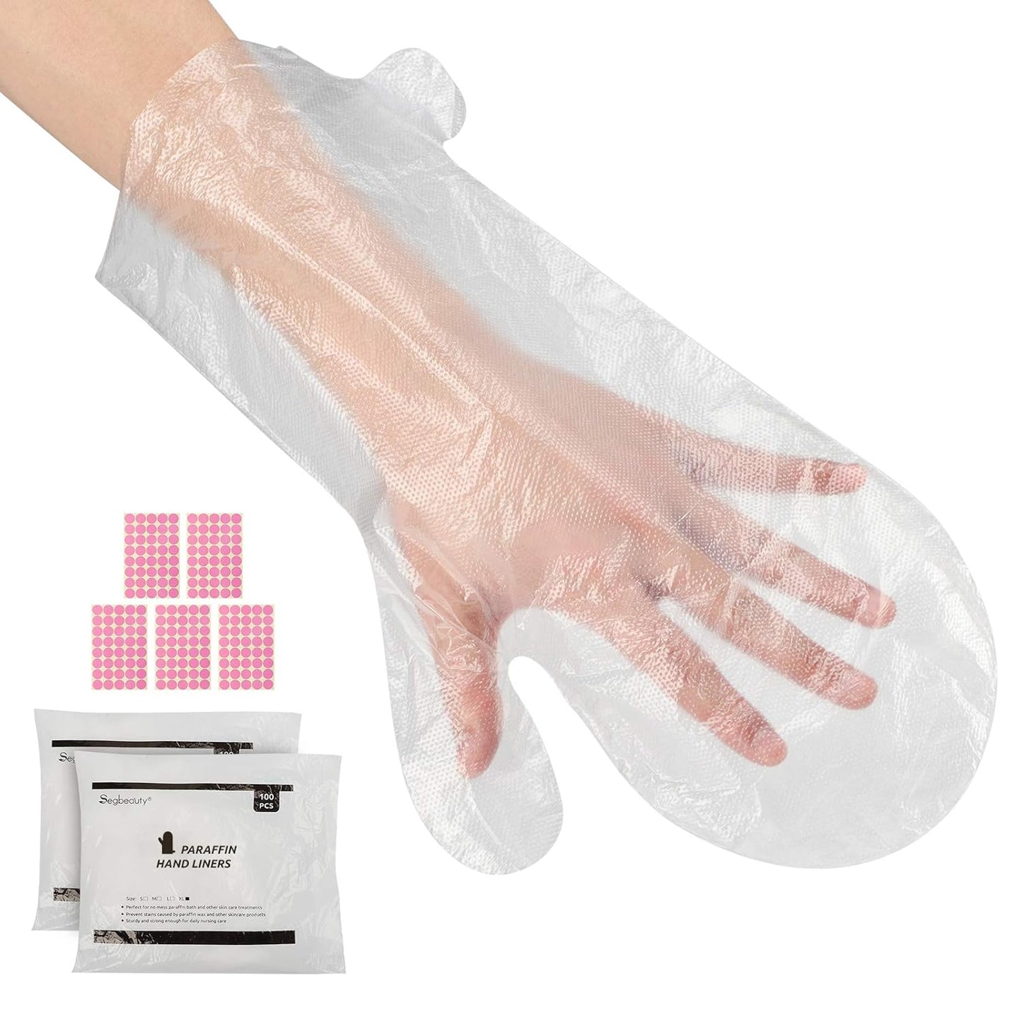 Segbeauty Extra Large Paraffin Wax Liners for Hands, 200 Counts Plastic Paraffin Wax Mittens, thera-py Wax Refill Gloves Hand Heat SPA Bags, Paraffin Bath Mitts Covers for Wax treat-ment XL
