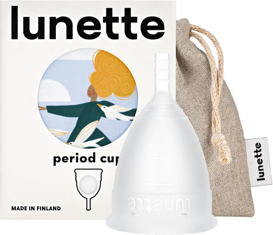 Lunette Menstrual Cup – Best Reusable Period Cup – Wear for 12 Hours and Reuse up to 10 Years, Clear Size 2 for Moderate to Heavy Flow