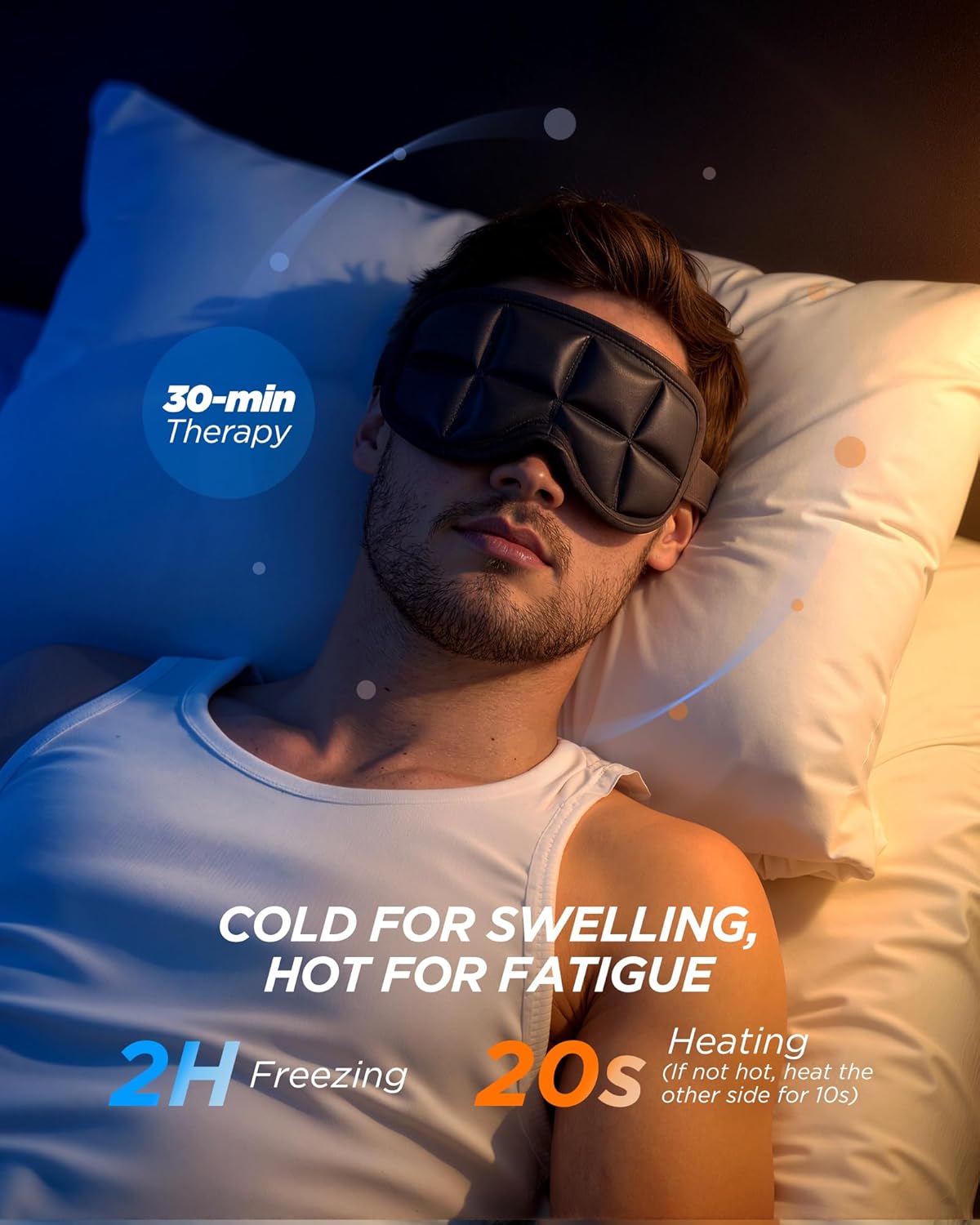 3D Cooling Sleep Mask with Double Coldfocus Gel - Frozen Cold Gel Eyes Mask with Contoured Blackout Hot & Cold Therapy for Women, Men Sleeping on Airplane Traveling for Migraine, Dry Puffy Eyes,1 Pack