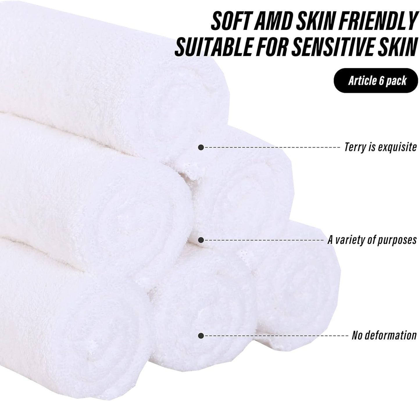 MOONQUEEN 6 Pack Premium Hand Towels - Quick Drying - Microfiber Coral Velvet Highly Absorbent Towels - Multipurpose Use as Hotel, Bathroom, Shower, Spa, Hand Towel 16 x 28 inches (White)