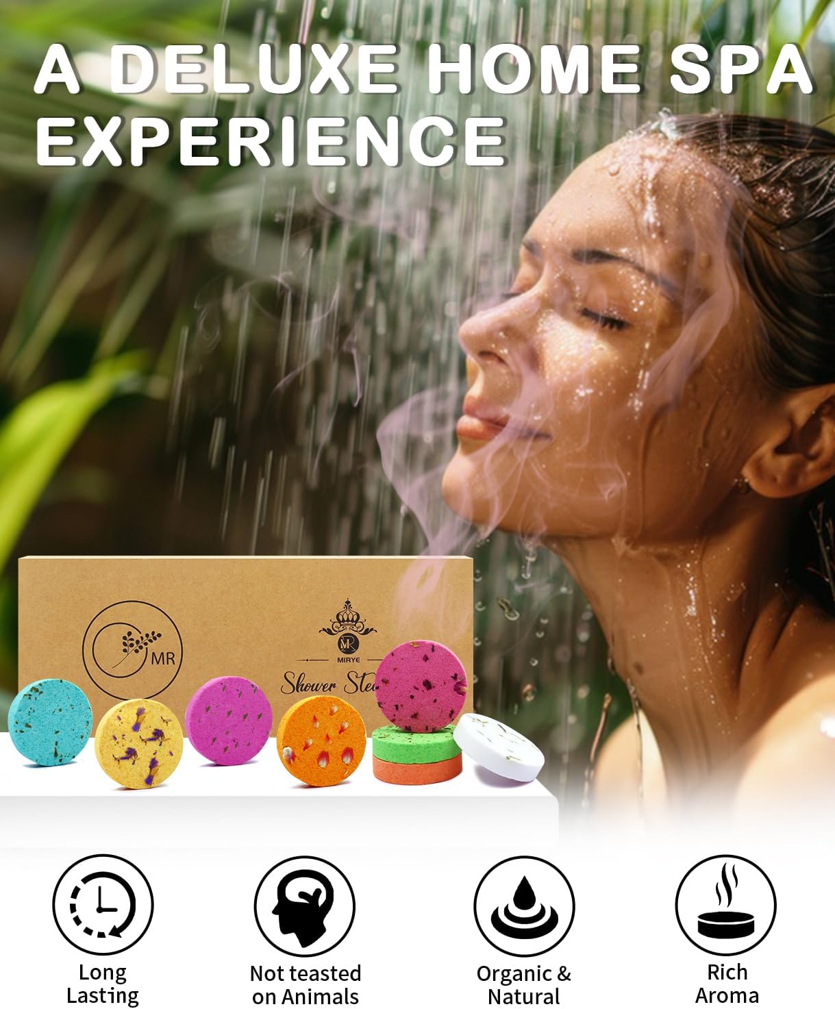 Shower Steamers Aromatherapy - 8 Pack Organic Shower Bombs with Natural Essential Oil, Self Care and Stress Relief Birthday/Home Spa/Christmas Stocking Stuffers/White Elephant Gifts for Women