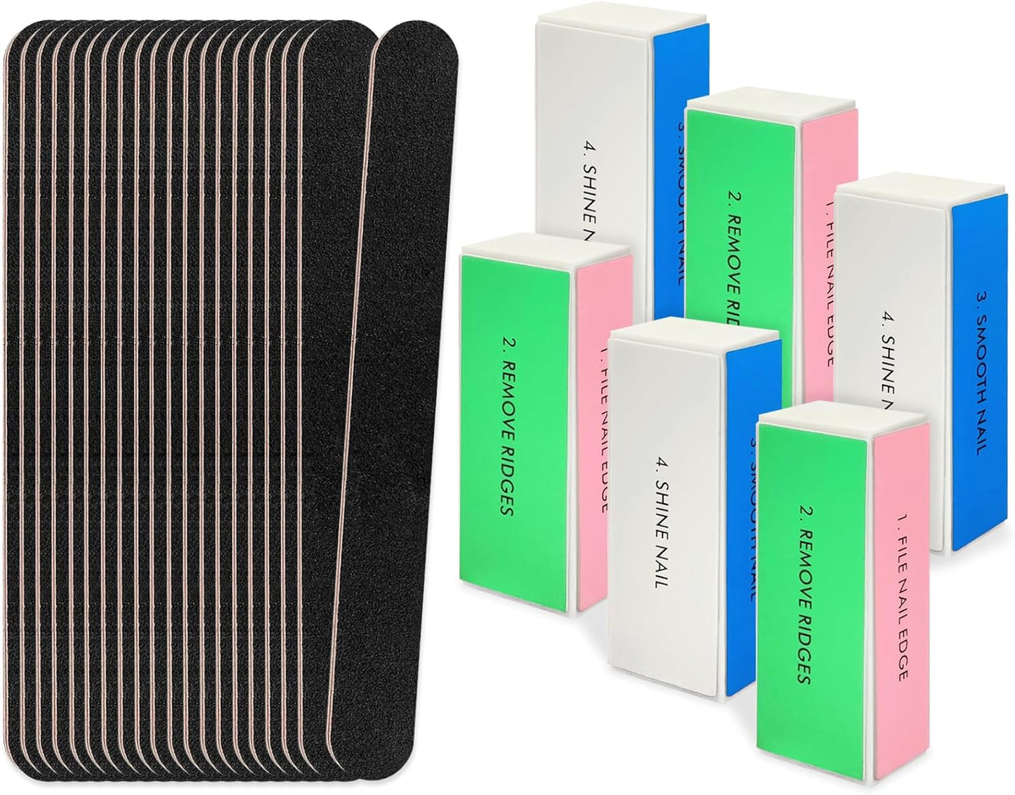 26 Pack Nail Files and Buffers Set, 100/180 Grit Black Nail Files and Nail Buffer Blocks, Professional Pedicure and Manicure Tools Kit for Nail Care and Nail polishing
