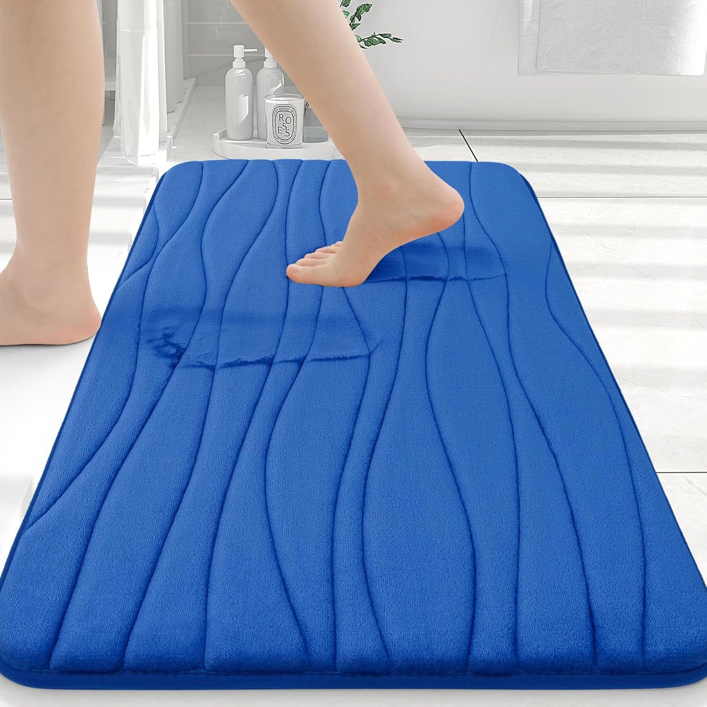 Buganda Memory Foam Bathroom Rug Mat 36x24, Extra Soft and Absorbent Bath Mats, Non-Slip and Machine Washable Bath Rugs for Bathroom Floor,Tub and Shower, Royal Blue