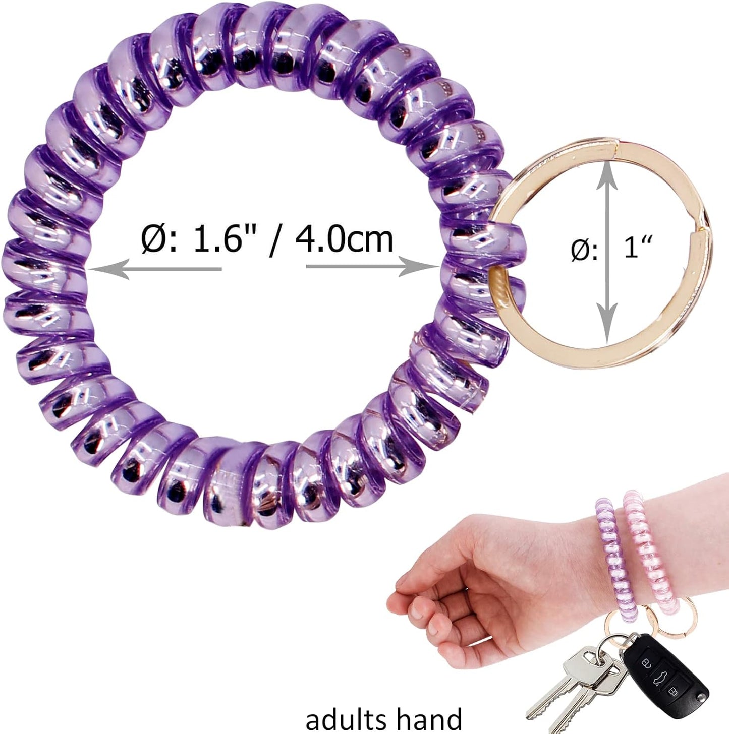 BIHRTC 6PCS Spiral Bracelet Wrist Keychains Elastics Coils Wristband Key Chain Bracelets Plastic Spring Flexible Spiral Wrist Key Chain Keyring for Pool Wallet Id Sauna Sport Badge Hair