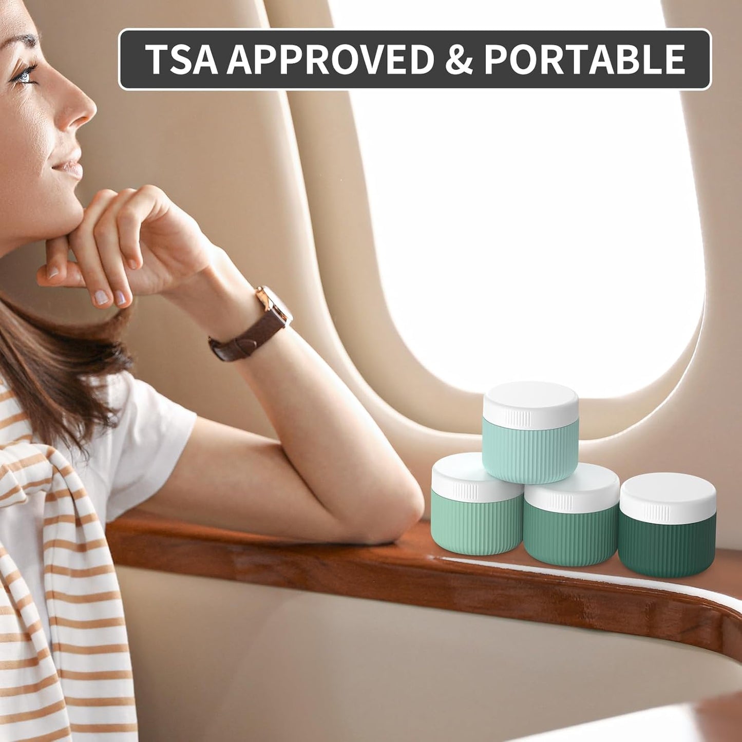 ME.FAN Travel Containers for Toiletries, TSA Approved 2 oz Silicone Cream Jars, Leak-proof Journey Containers, Trip Accessories with Lid for Cosmetic Face Hand Body Cream 4 Pack White Lid Blue