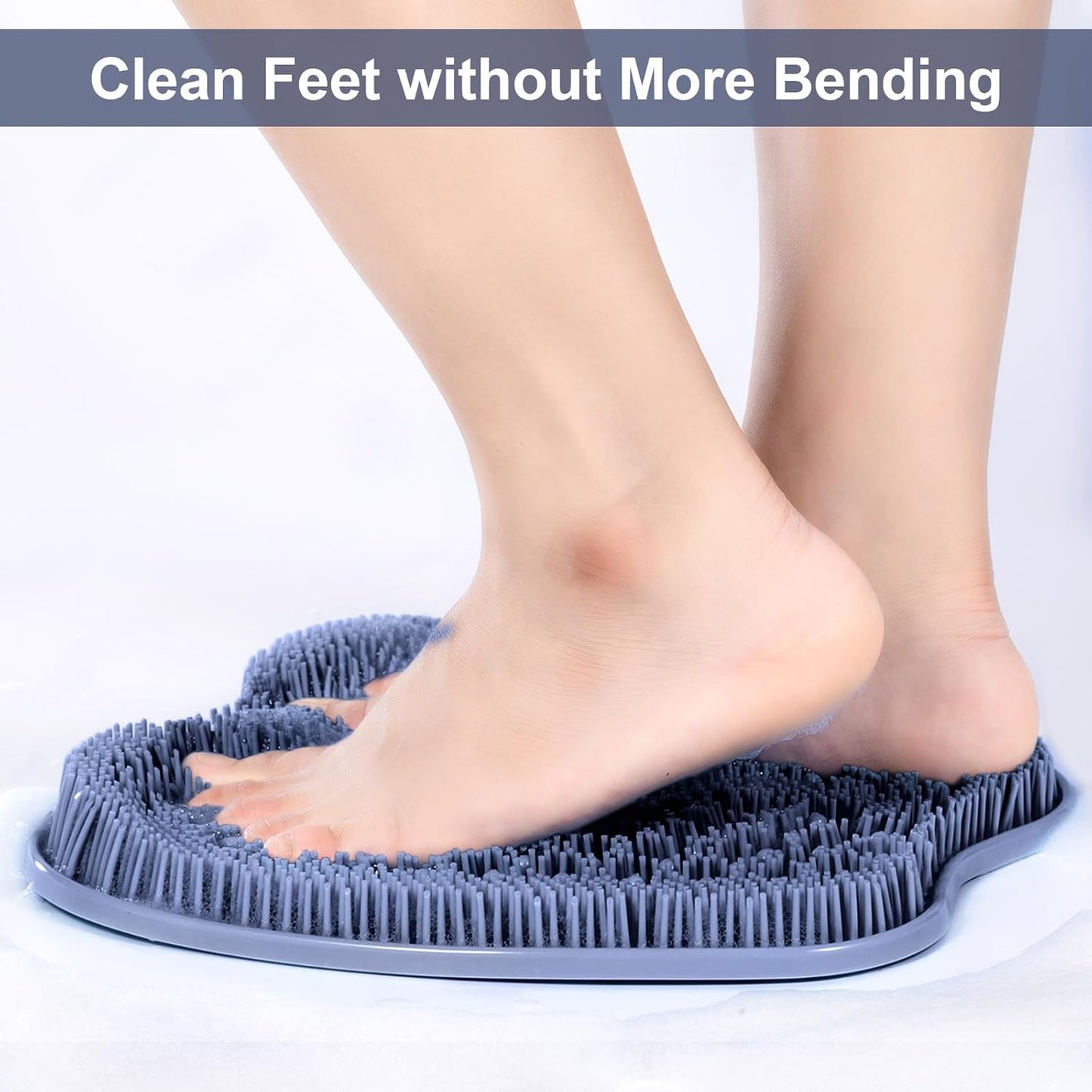 BESKAR Shower Foot Scrubber Mat with Non-Slip Suction Cups, Foot Spa Brush for Cleaning & Exfoliating Your Feet No Bend, Foot Points Reflexology Mat for Relax Your Feet