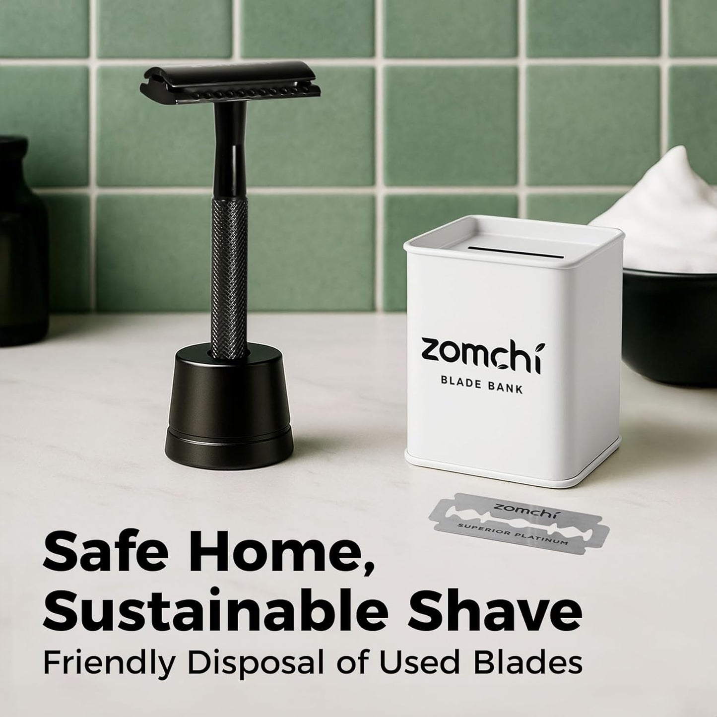 ZOMCHI Razor Blade Bank for Safety Razor Blade Storage, White