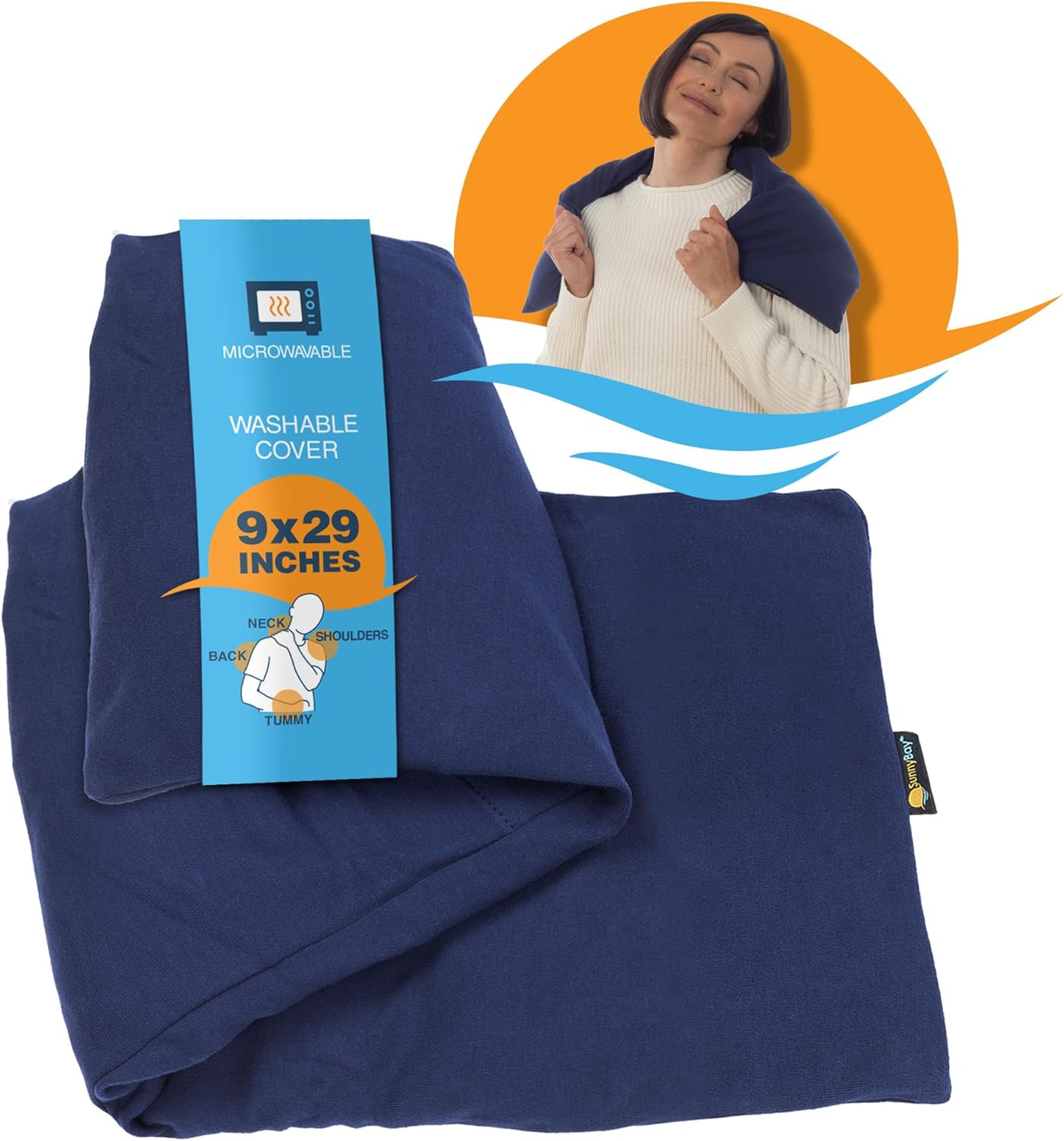 SunnyBay Microwave Heating Pad, Microwavable Heated Neck and Shoulder Wrap for Back Pain and More, Moist Weighted Beanbag Pack with Washable Cover, 29x9 Inches, FSA HSA Eligible, 4 lbs, Unscented
