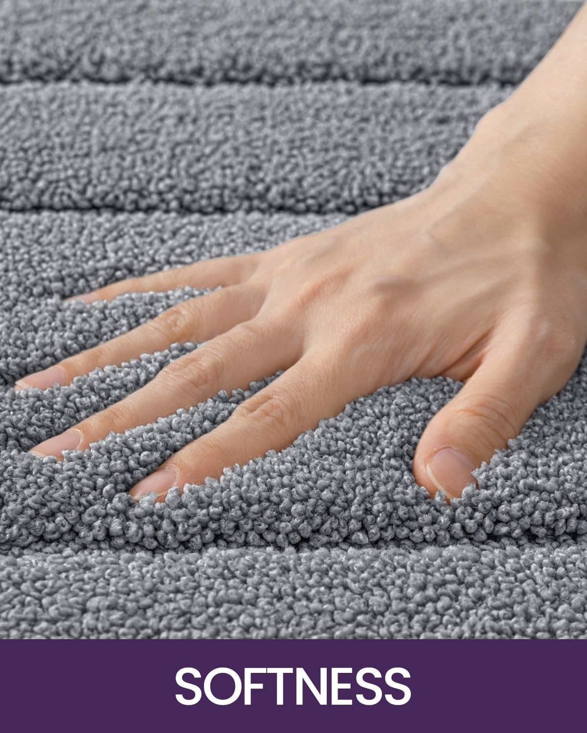 DEXI Bathroom Rug 36x24, Non Slip Washable Bath Mat for Shower Floor, Absorbent Soft Bathmat with Rubber Backing, Quick Dry Microfiber Carpet, Grey