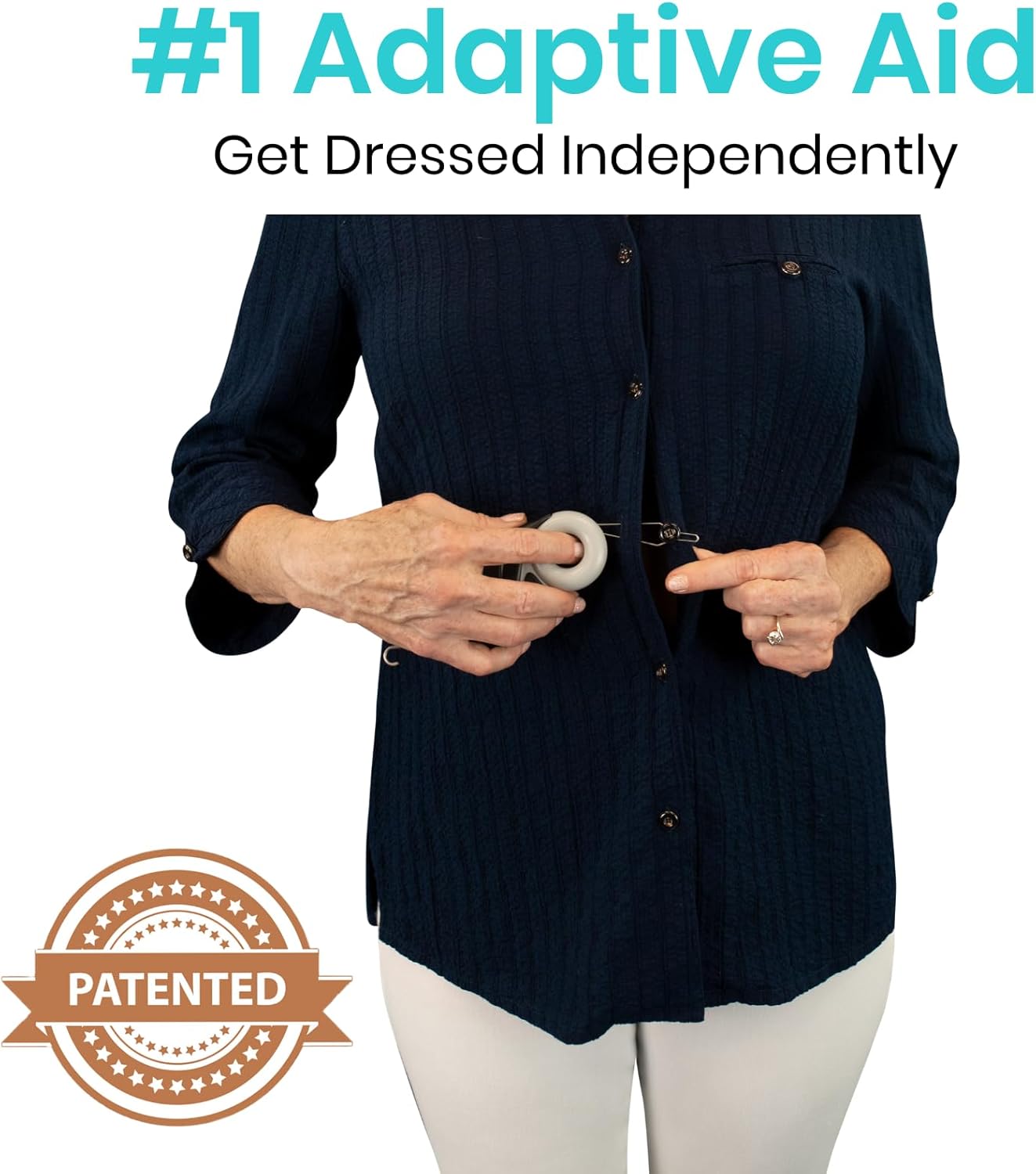 Vive Button Hook with Finger Hole - Zipper Gripper Pull Helper - Dressing Aid Assist - Buttoning Tool Device for Arthritis, Limited Mobility, Independent Living - Dexterity Handle Grip for Clothes