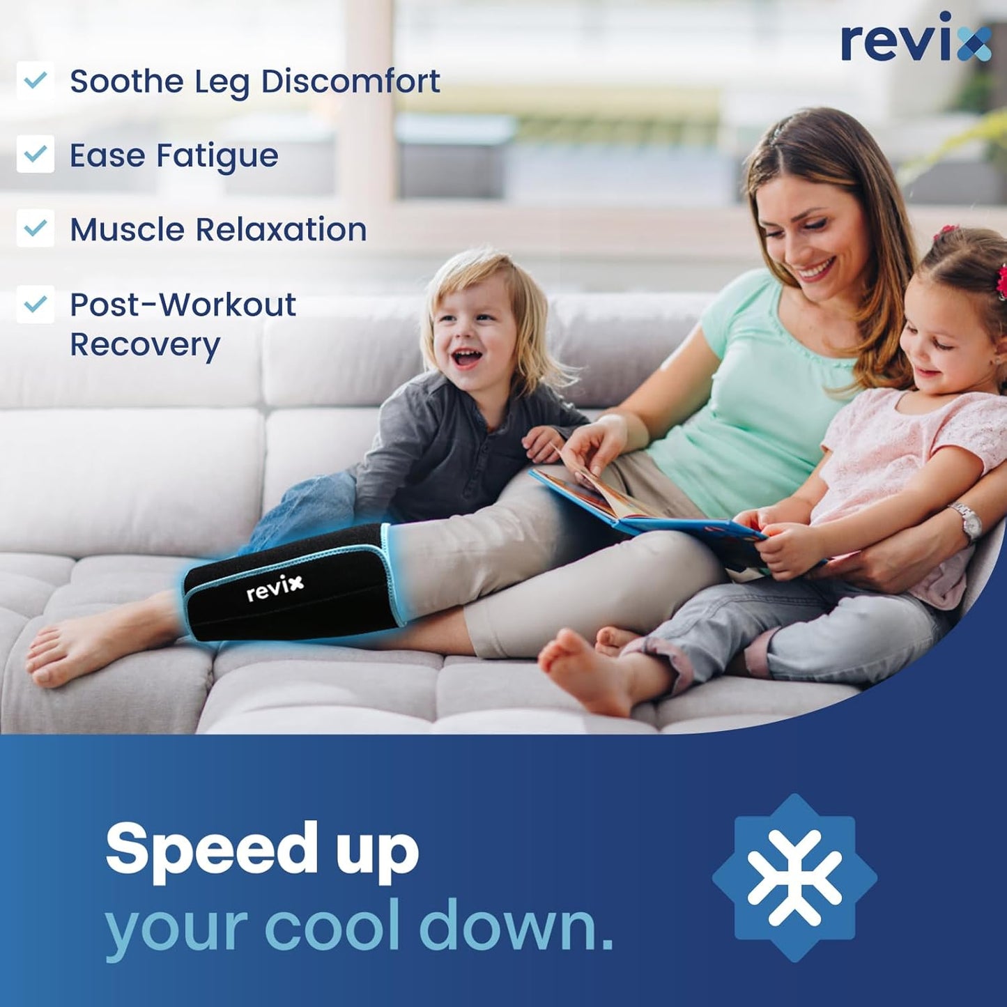 REVIX Shin Ice Pack Reusable Leg Ice Pack Wrap Cold Therapy Compression Sleeve for Calf, Elbow, Arm and Knee Discomfort Recovery and Support, 360° Full Coverage