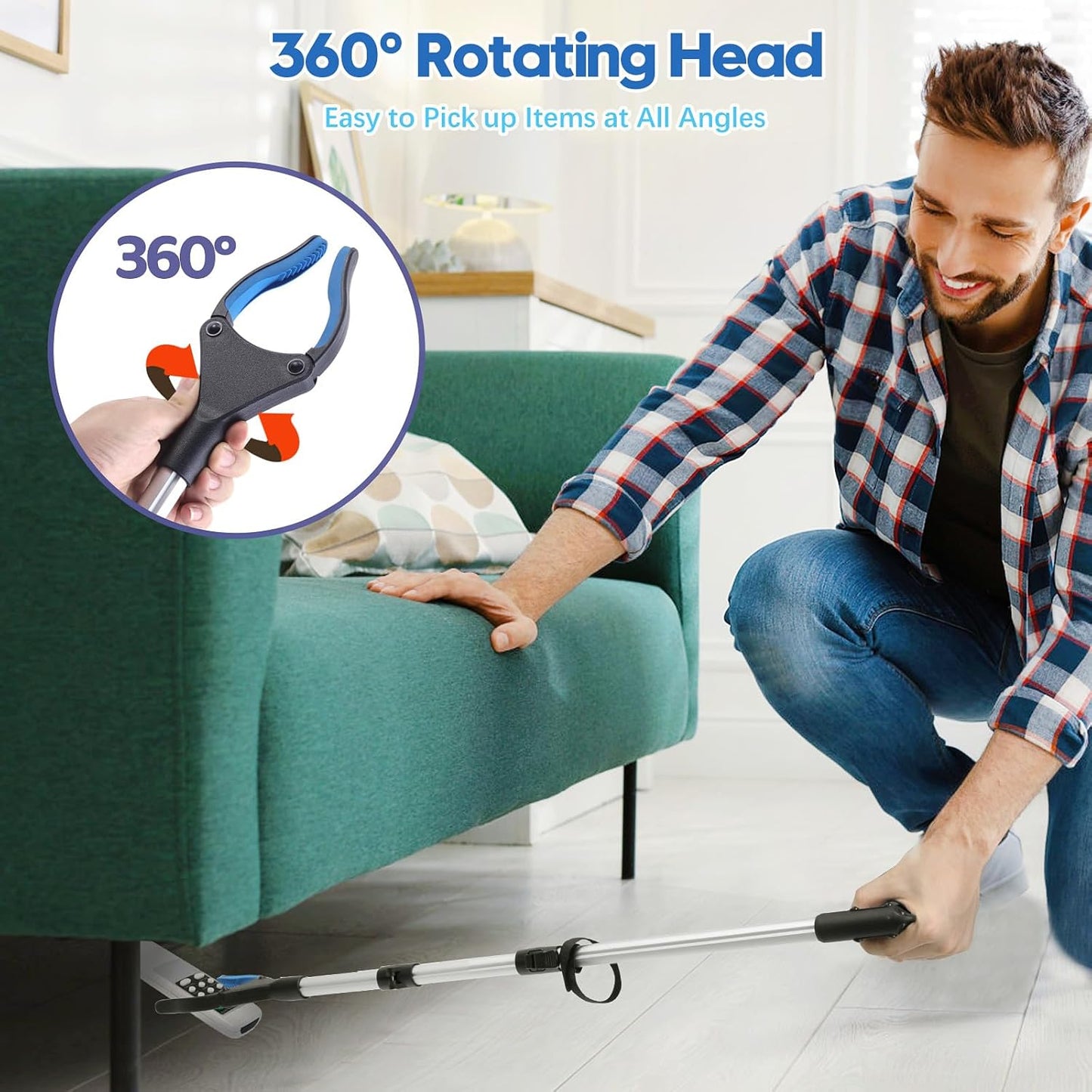 43 Inch Grabber Reacher Tool, Grabbers for Seniors Heavy Duty, Trash Picker Upper Grabber, Collapsible and Easy to Store, Wide Jaw, Grips Items Easily and Securely