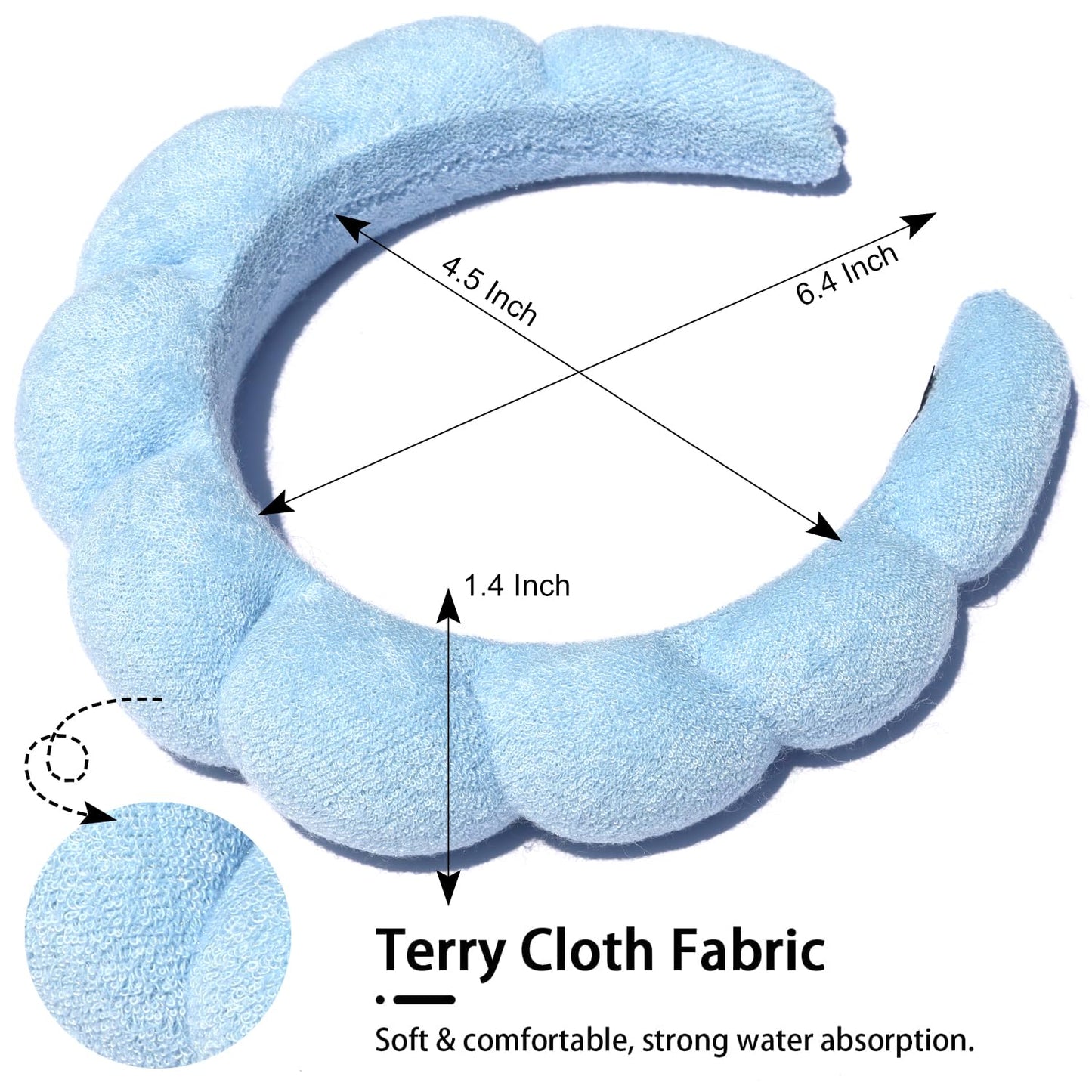 Spa Headbands - Terry Cloth Facial Headbands for Makeup Application, Skin Treatment, and Face Washing