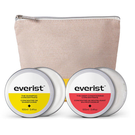 Everist The Haircare Meets Skincare Set, Includes Shampoo & Deep Conditioner Concentrates, Strengthens & Repairs Hair, Hydrates & Soothes Scalp, Plant-Based & Color-Safe, 3.4 fl oz Each, Tins