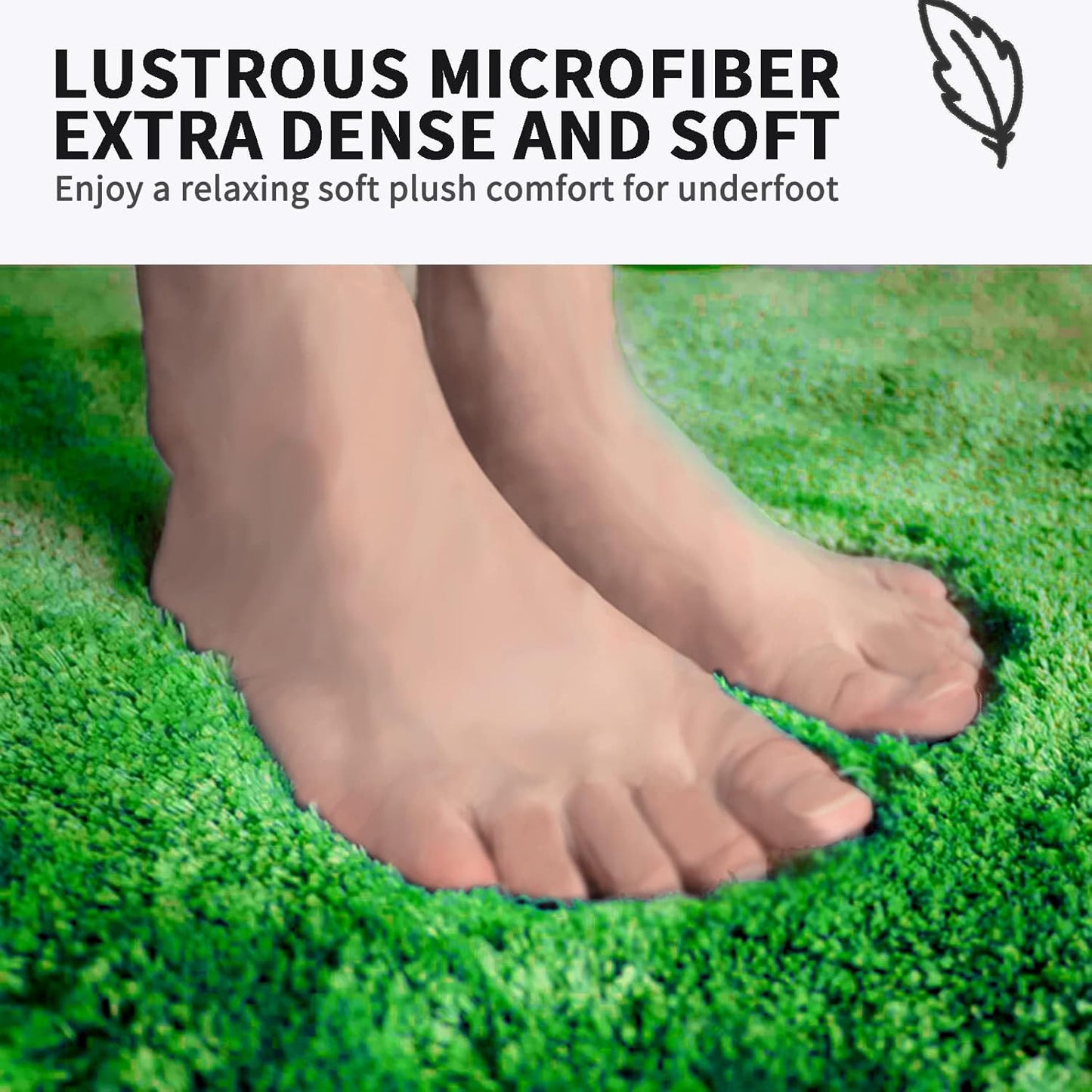 FIFU Bathroom Rugs 17" W x 24" L, Bath Mat for Bathroom, Bedroom, Laundry Room & Kitchen, Non-Slip Rubber Latex Backing, Extra Soft and Absorbent Polyester Carpet, Machine Washable Rug, Green