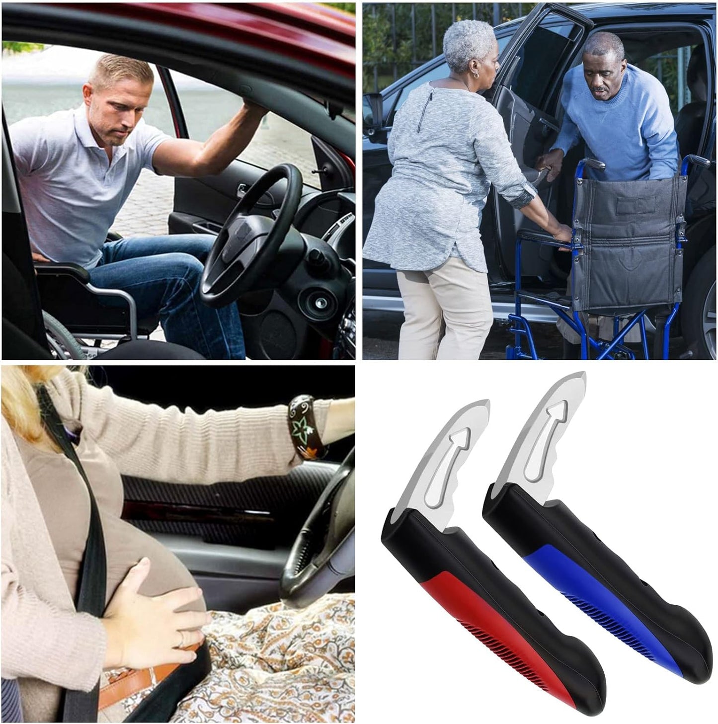 2PACK Car Handle Assist for Elderly, Door Handles for Automotive, Multifunctional Car Handle Assist, Handicapped Elderly Assistant Support Bar RED & Blue