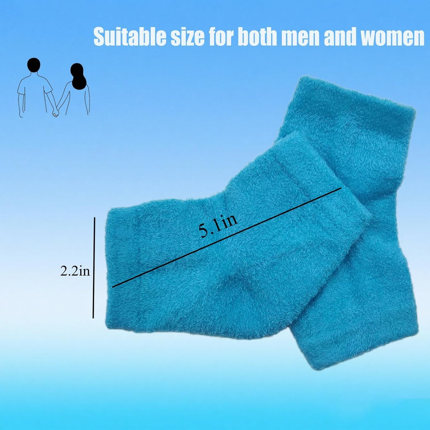 Castor Oil Pack Wrap for Foot, Castor Oil Moisturizing Heel Socks, for Plantar Fasciitis, Cracked Heels - Suitable for Overnight Moisturizing of Feet (Without Essential Oils) (Blue - 2 Pairs)