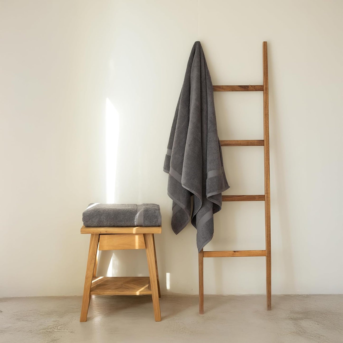 SALBAKOS 100% Turkish Cotton Extra Large Bath Sheet Set of 2 35x70 inch | Heirloom Quality | Hotel & Spa Collection | Soft, Absorbent Oversize Bath Towels | Made in Turkey (Gray, 2 Bath Sheets)