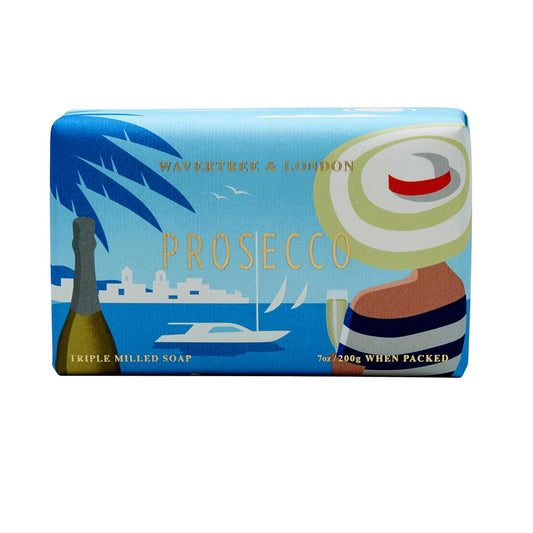 Wavertree & London Prosecco Scented Natural Soap Bar, 7oz Moisturizing French Triple Milled Soap Bar for Women & Men enriched with shea butter - Pure Bath & Body soap bar for All Skin Types