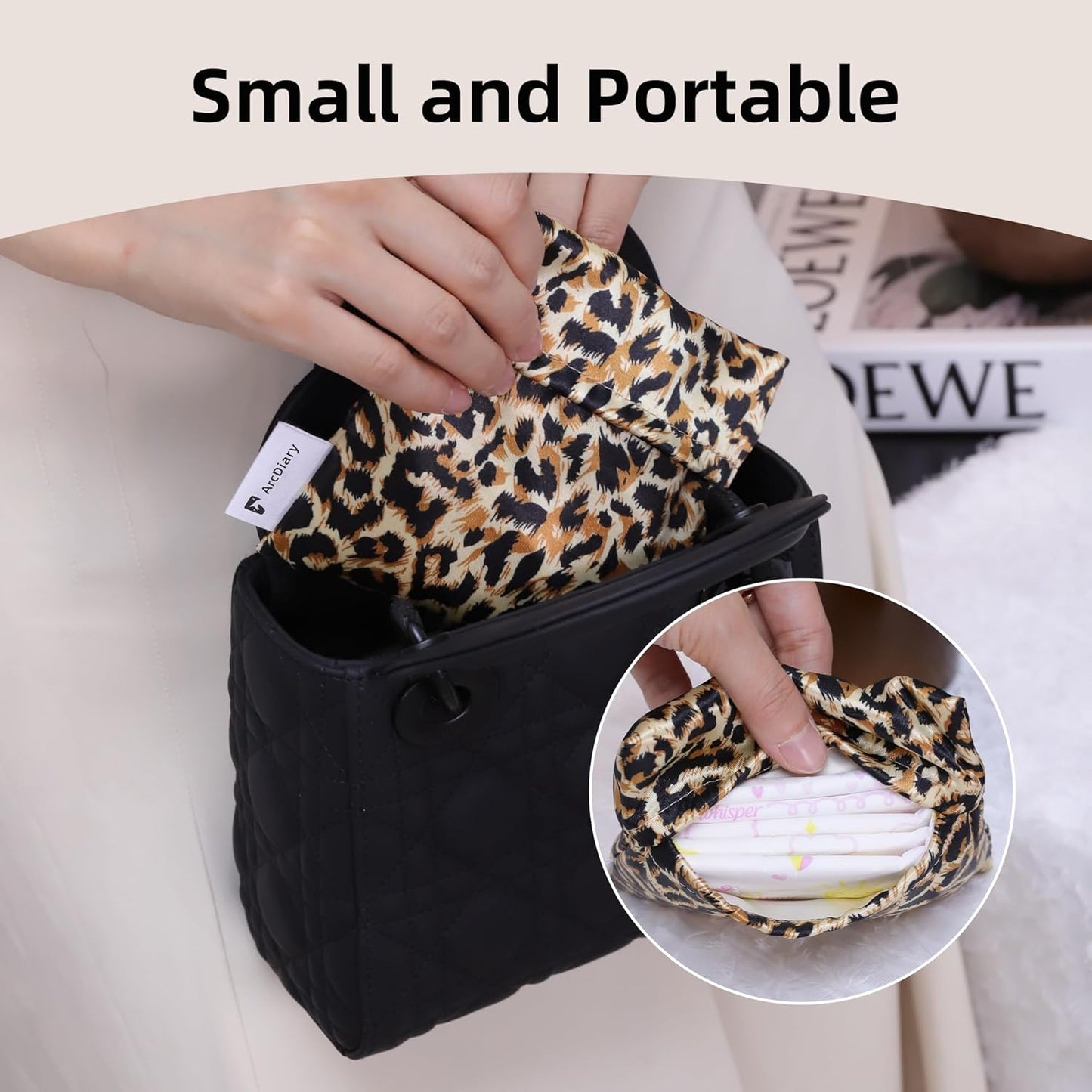 Period Bag for Teen Aged Girls, Portable Sanitary Pad Storage Bag for Teen Pads/Sanitary Napkins/Small Tampons, Feminine Menstrual Cup Pouch (Leopard A)