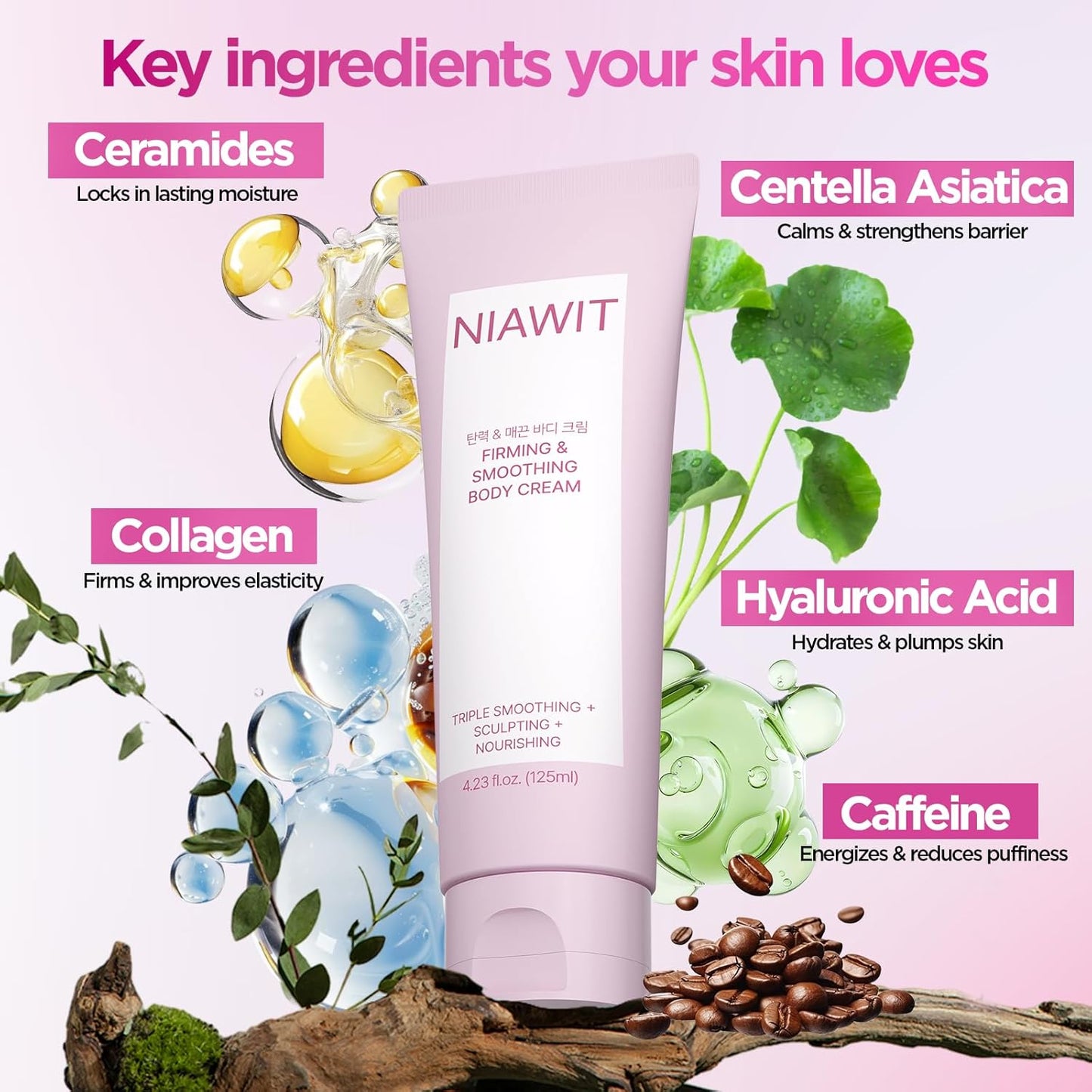 Firming Smoothing Body Cream – Visible Lifting & Tightening for Belly, Thighs, Butt | Helps Reduce Cellulite & Sagging Skin, Body Sculpting Moisturizer for Daily Body Care Routine | 4.23 fl.oz