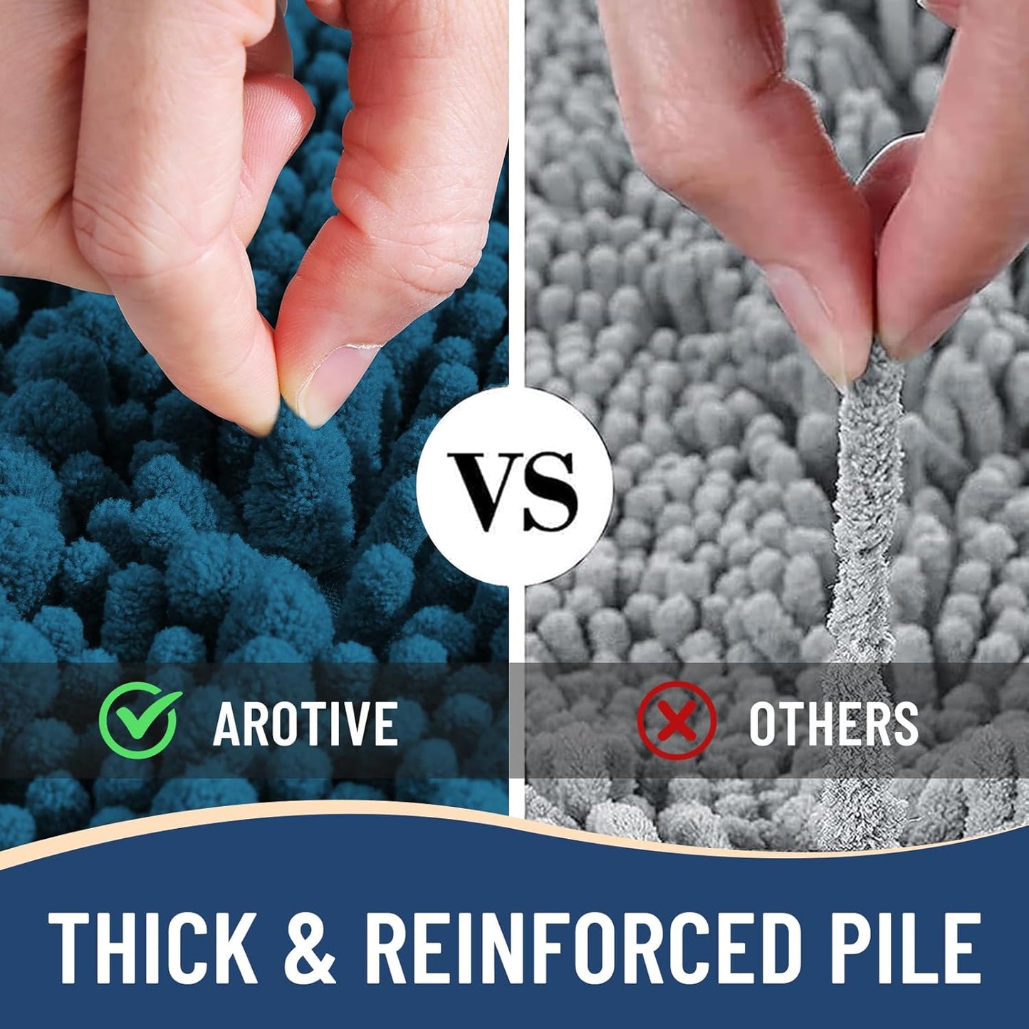 Arotive Luxury Chenille Bathroom Rug Mat, Extra Soft Thick Absorbent Shaggy Bath Rugs, Non-Slip Machine Wash Dry, Plush Bath Mats for Bathroom, Shower and Tub, 59x35, Peacock Blue