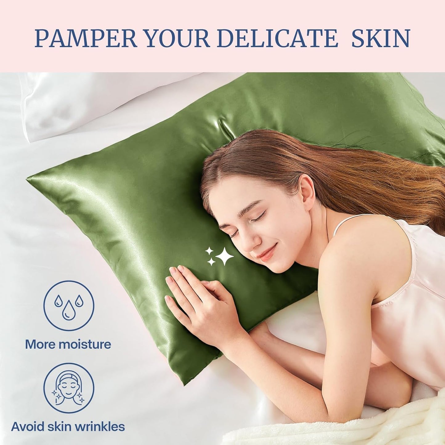 BEDELITE Satin Pillowcase for Hair and Skin, Super Soft and Cooling Similar to Silk Pillow Cases 2 Pack with Envelope Closure, Gift for Women Men(20"x26" Standard Size, Cedar Green)