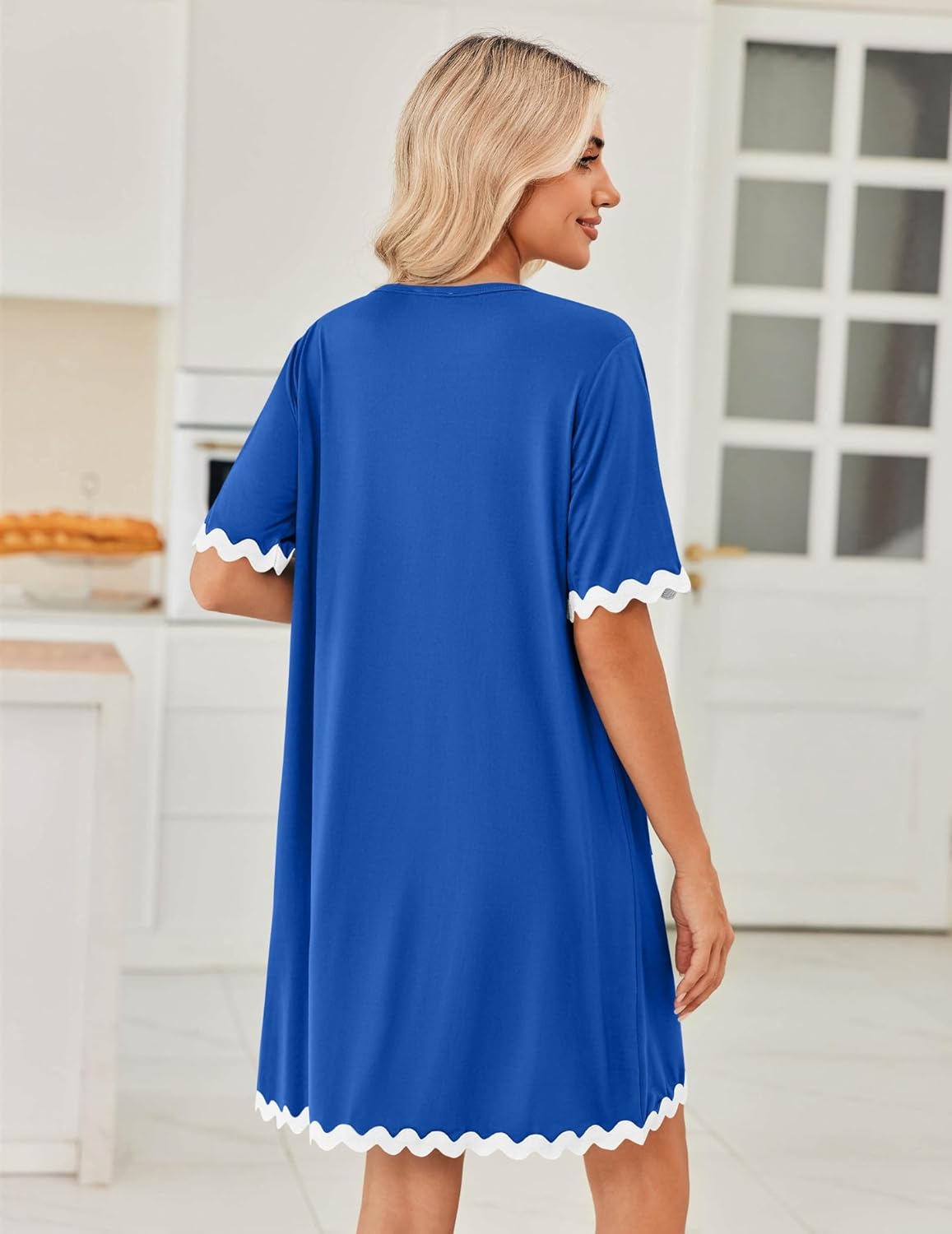 Ekouaer Women Zip Up Robe Lightweight Housecoats with Pockets Knee Length Short Bathrobes Soft Nightgown S-3XL