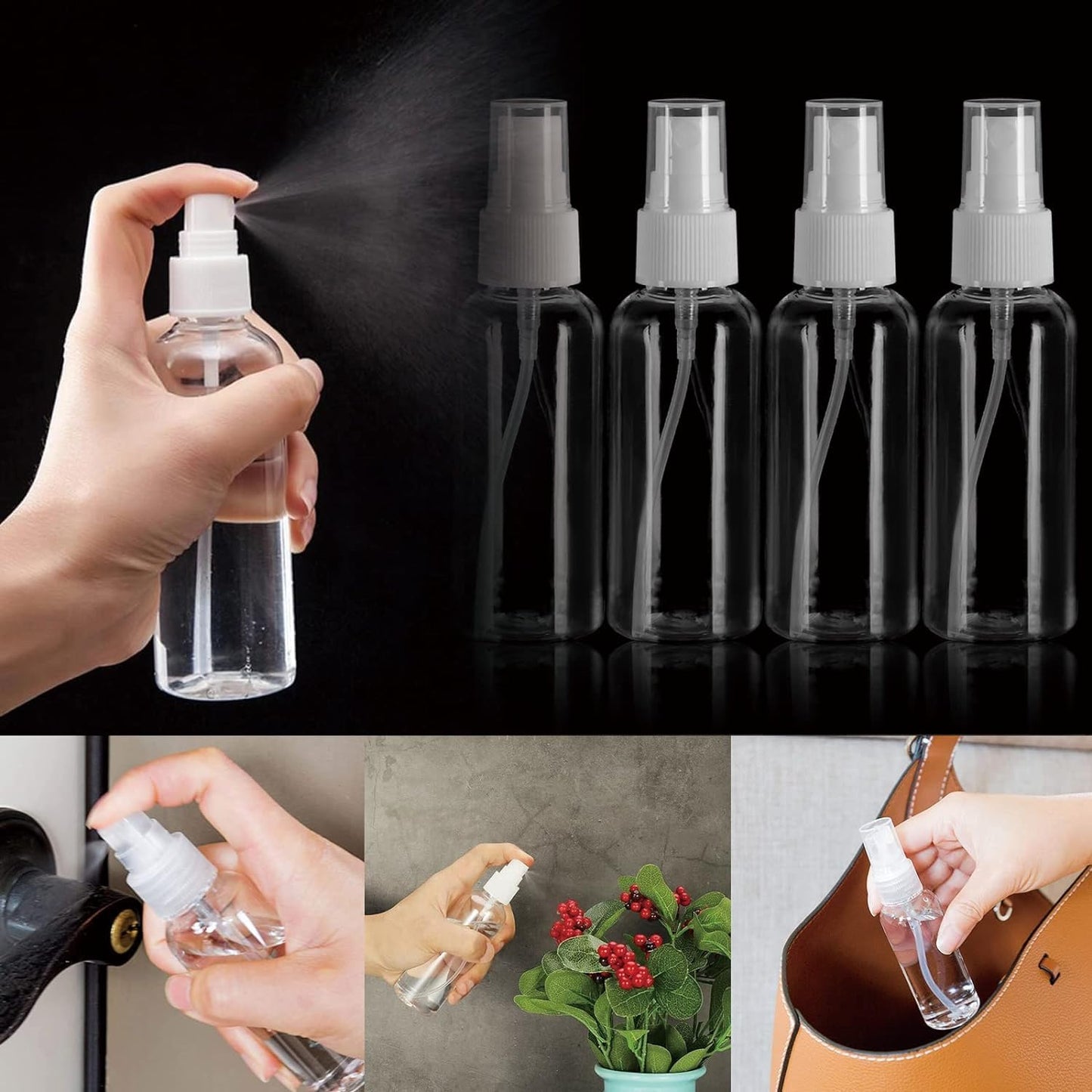 50PCS 4oz/120ml Small Spray Bottle, Clear Fine Mist Spray Bottle Mini Empty Hair Spray Bottle, Plastic Refillable Cosmetic Containers for Plants, Cleaning, Misting & Skin Care